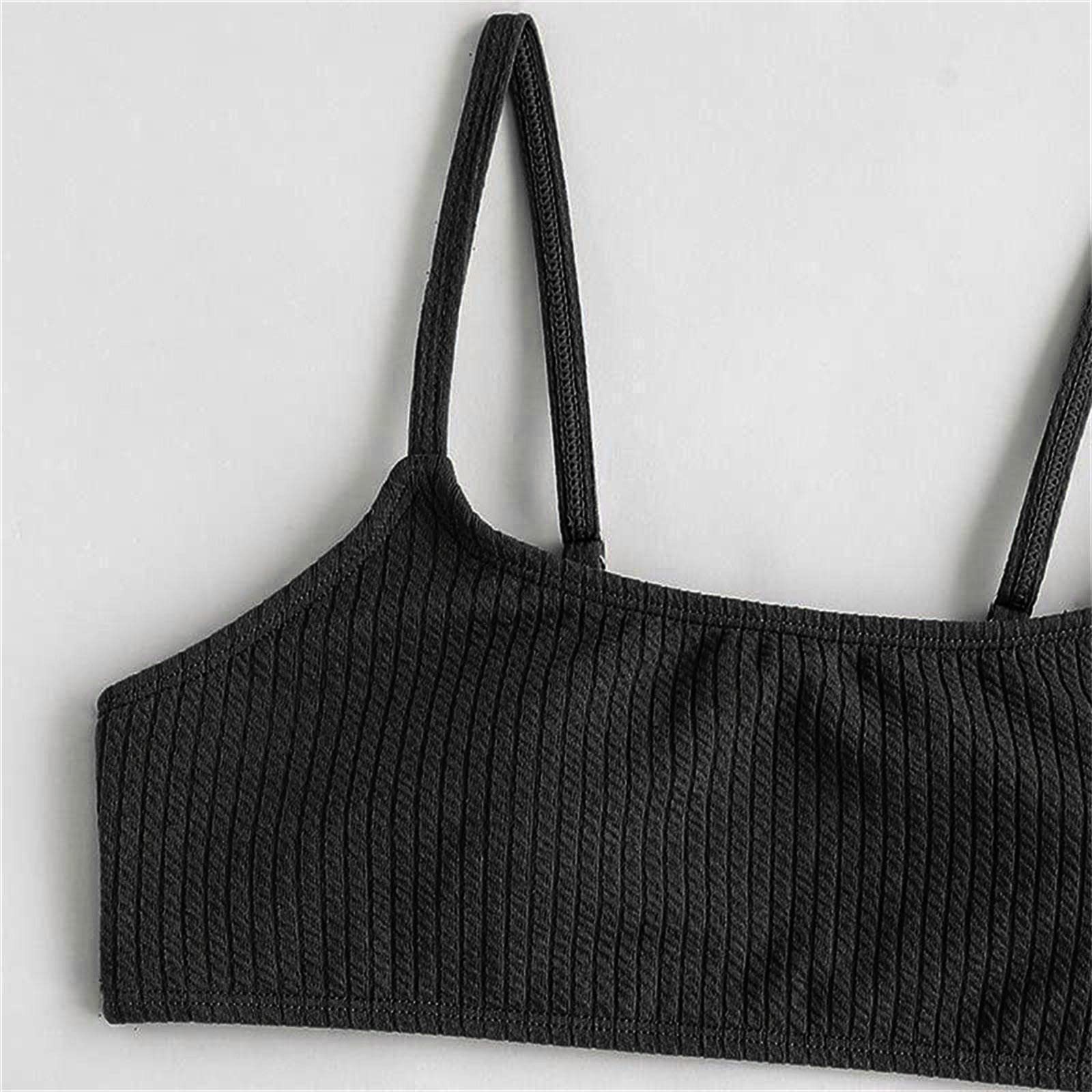 Bikini con lunares de dos piezas para niñas, cintura alta, traje de baño, negro