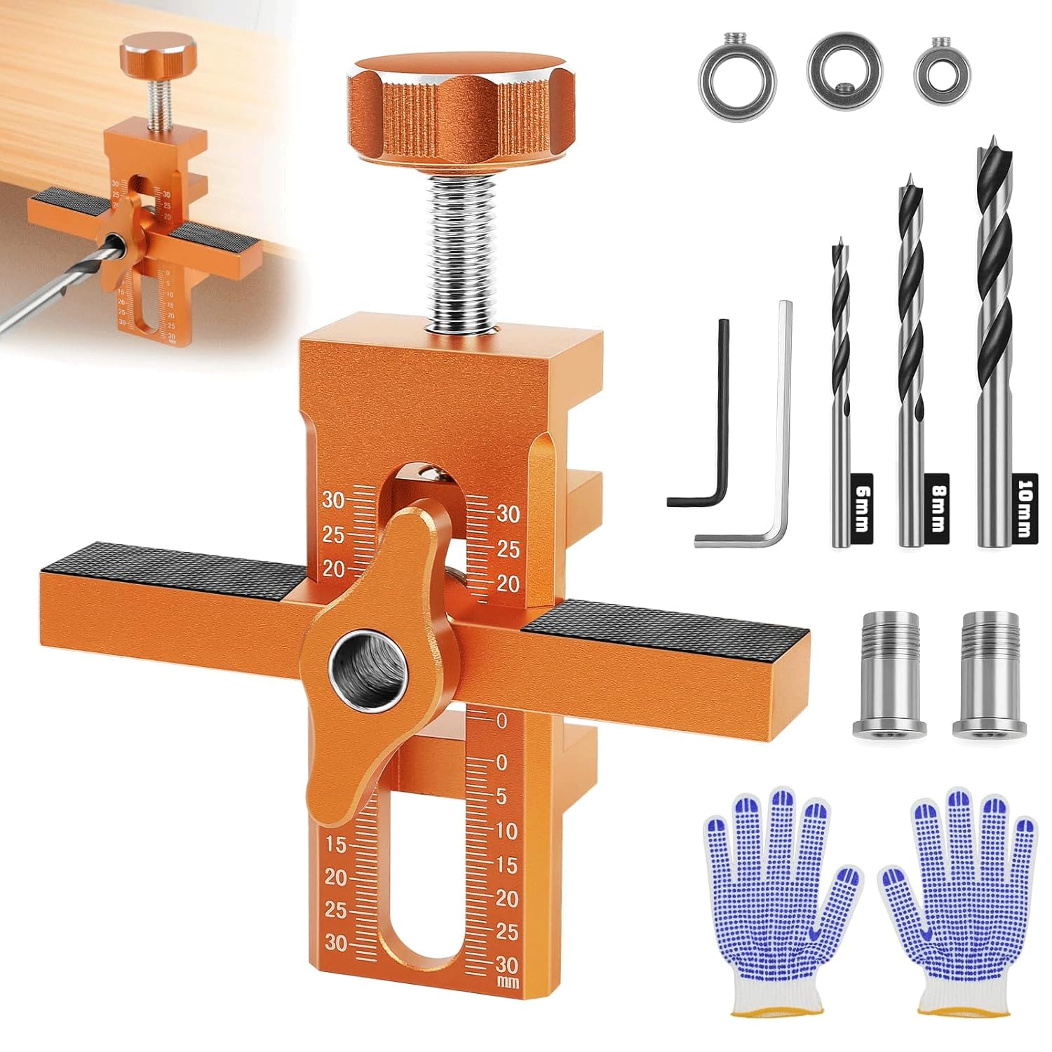 Kit de positionnement d'installation pour porte d'armoire avec 3 forets, gabarit de perçage pour porte d'armoire, outil de montage pour la plupart des portes d'armoire, longueur réglable