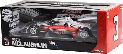 Miniatura 3 de Dallara IndyCar #3 McLaughlin Odyssey Team Penske (configuración de campo de carretera) NTT IndyCar Series (2022) Modelo de automóvil fundido a