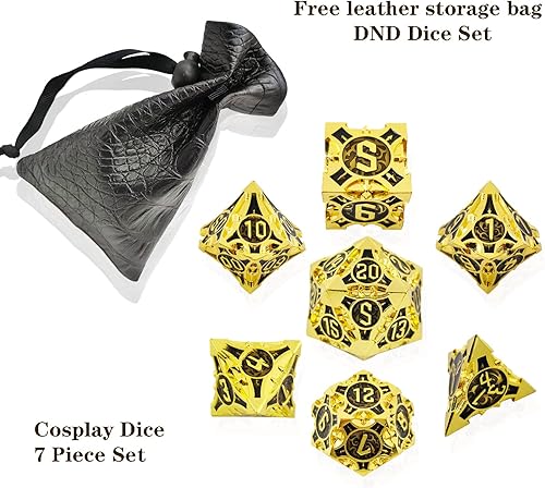 Miniatura 3 de GIUADKXD DND - Juego de 7 piezas - Dados de poliedro sólidos de metal Dungeons  Dragons Trpg Game DD Verde enrollado