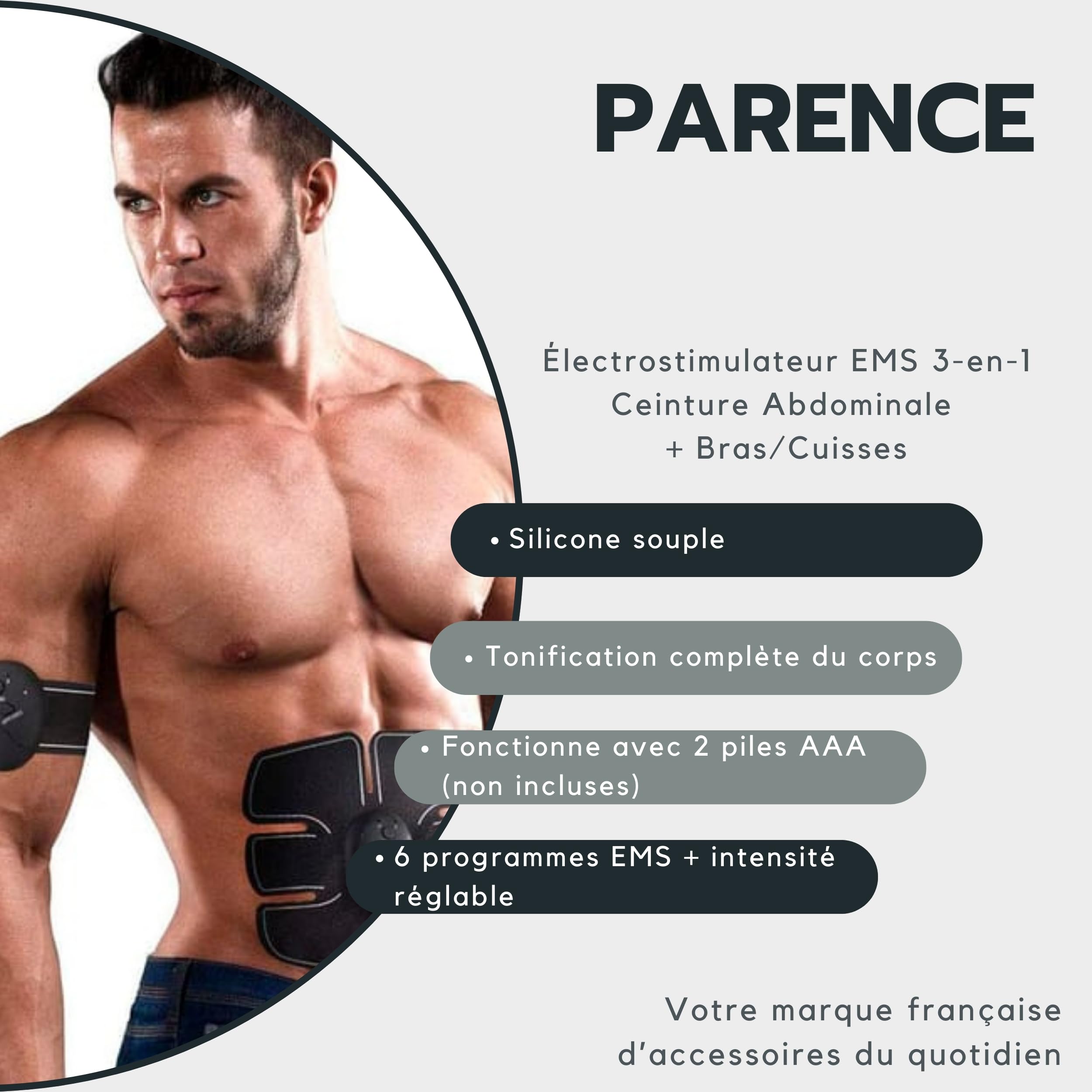 PARENCE Mixte 1584 Electrostimulateur, Noir, M EU
