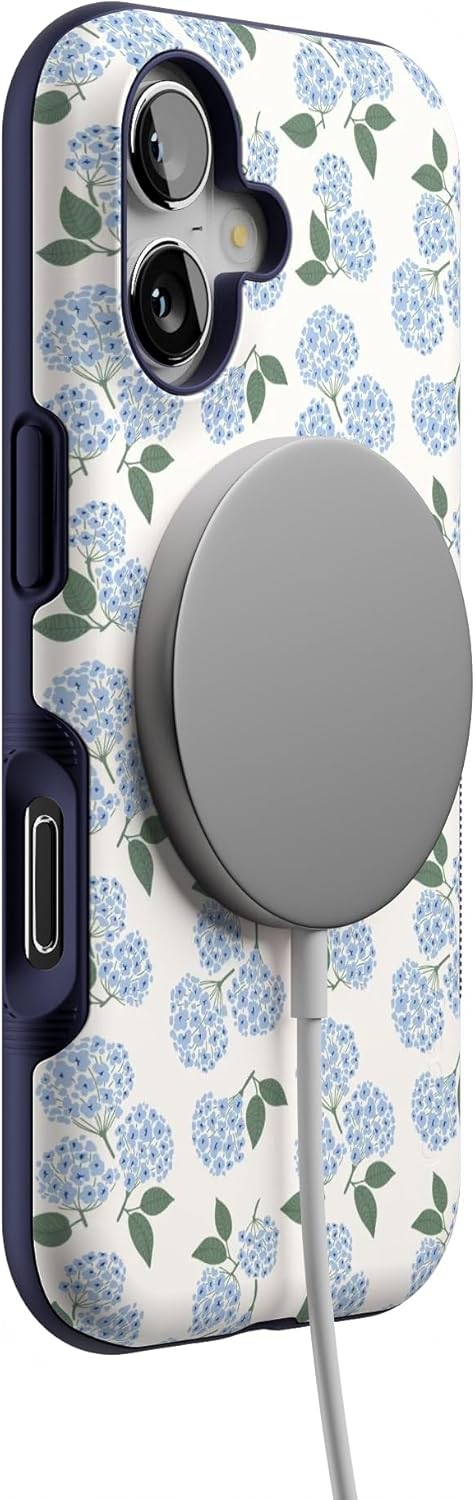 Casely iPhone 17 Case | Nantucket Cottage | Blue Hydrangea | Bold Protective Design | Compatible with MagSafe