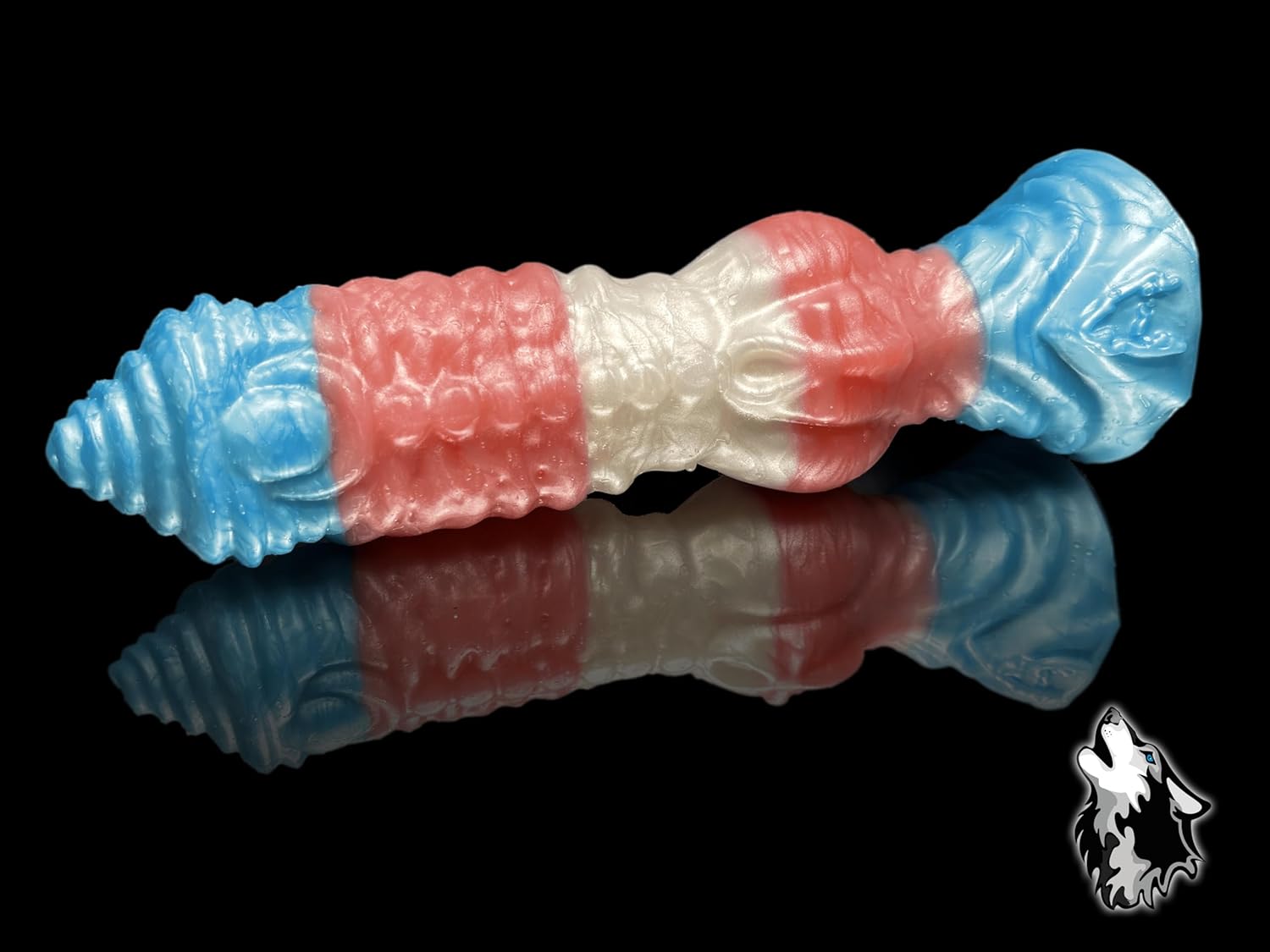 FlirtyDawg Fantasy Dildo Knotted Anubis Color Trans Pride Platinum Silicone Monster Alien Adult Anal Sex Toys-Handmade in USA (8 inch)