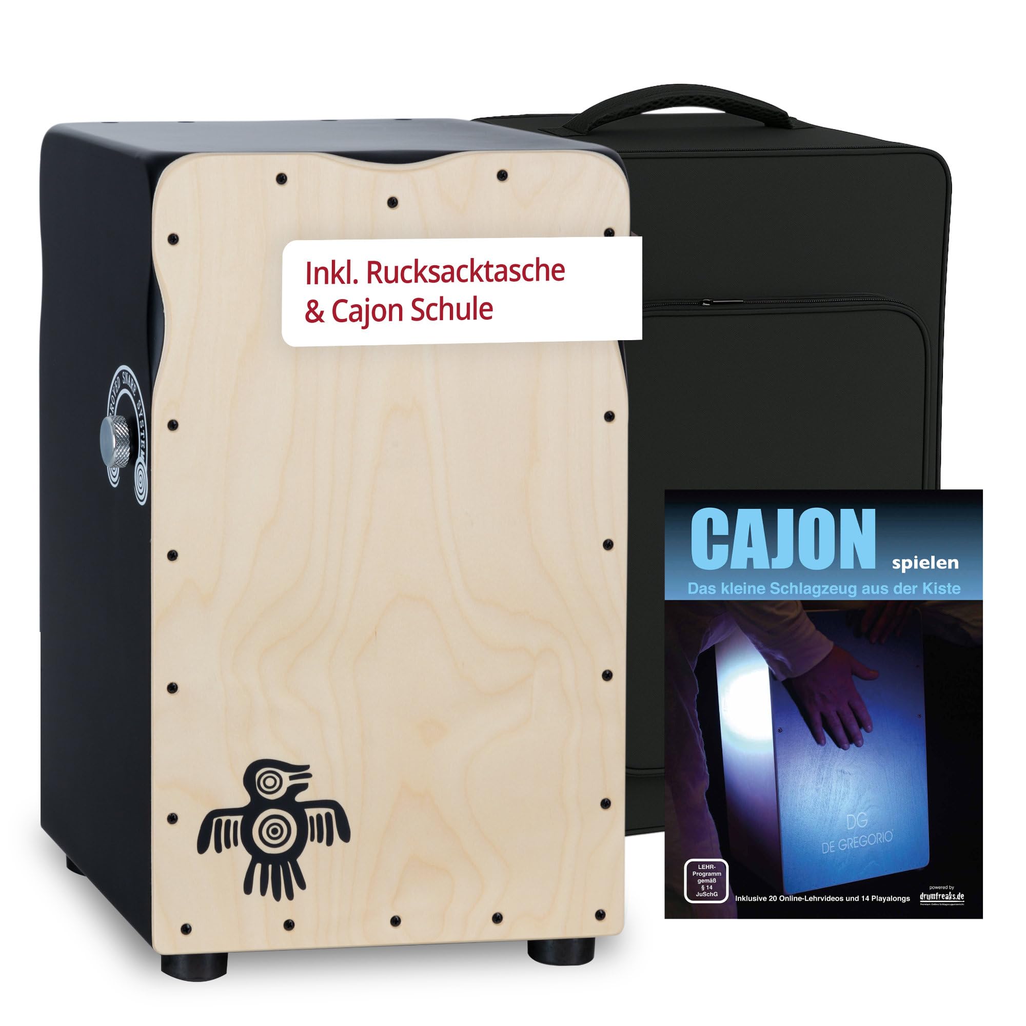 XDrum PERC CP-501 Pro Cajon Peruana Ash Set incl. Scuola di Cajon | 2 piani di battuta in betulla e frassino, Sound molto flessibile, Funzione snare On/Off sul lato in betulla, 5 cm, 6 kg, 9 kg