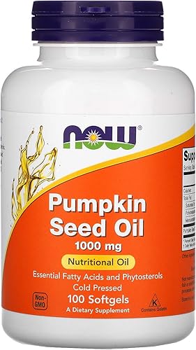 Miniatura 9 de NOW Supplements, Aceite de semilla de calabaza de 1000 mg con ácidos grasos esenciales y fitosteroles, prensado en frío, 200 cápsulas blandas