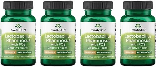 Swanson Lactobacillus Rhamnosus con FOS - Suplemento probiótico apoya la salud digestiva - 5 mil millones de UFC - Promueve la salud del tracto