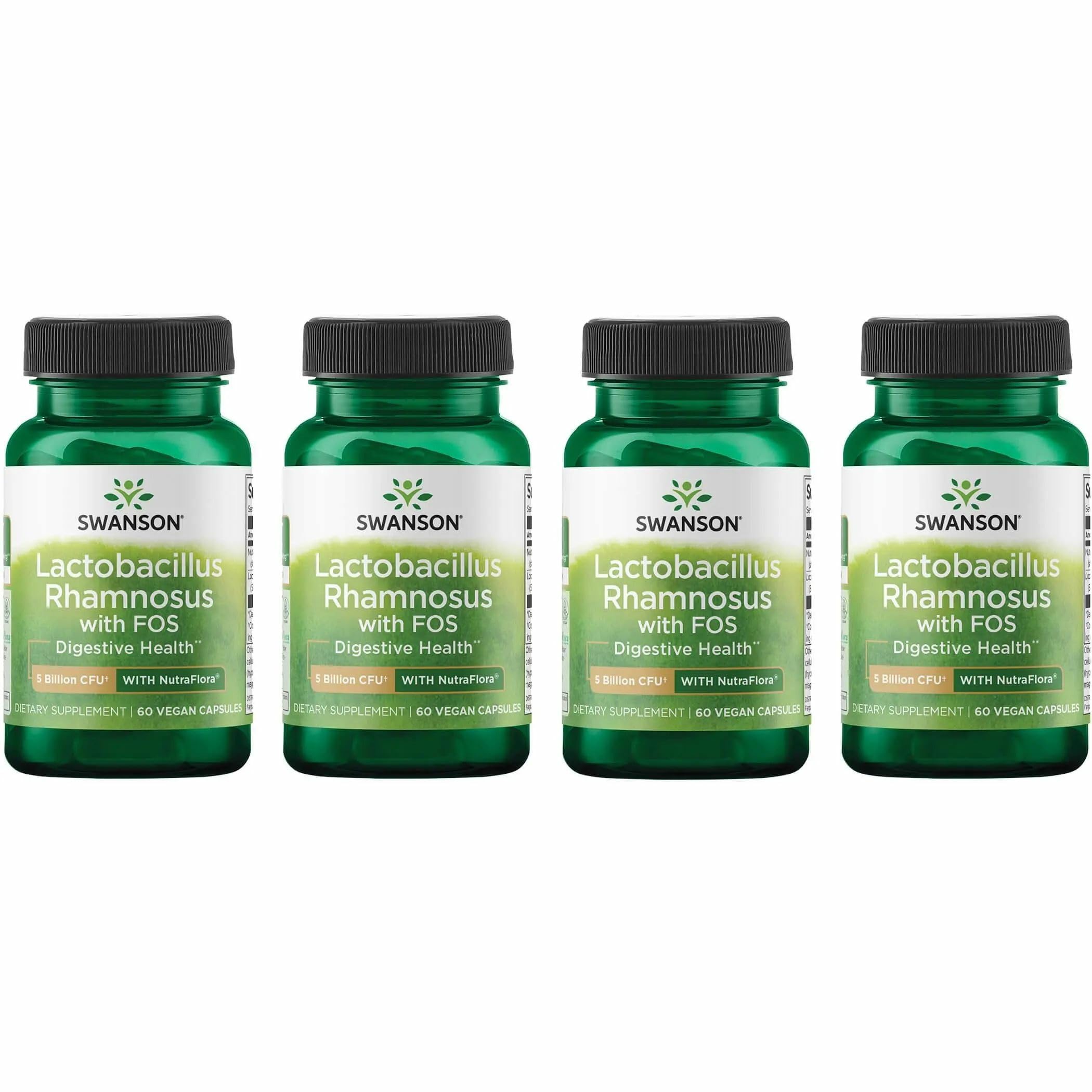 Swanson Lactobacillus Rhamnosus with FOS - Probiotic Supplement Supports Digestive Health - 5 Billion CFU - Promotes GI Tract Health During Travel - (60 Veggie Caps) Pack