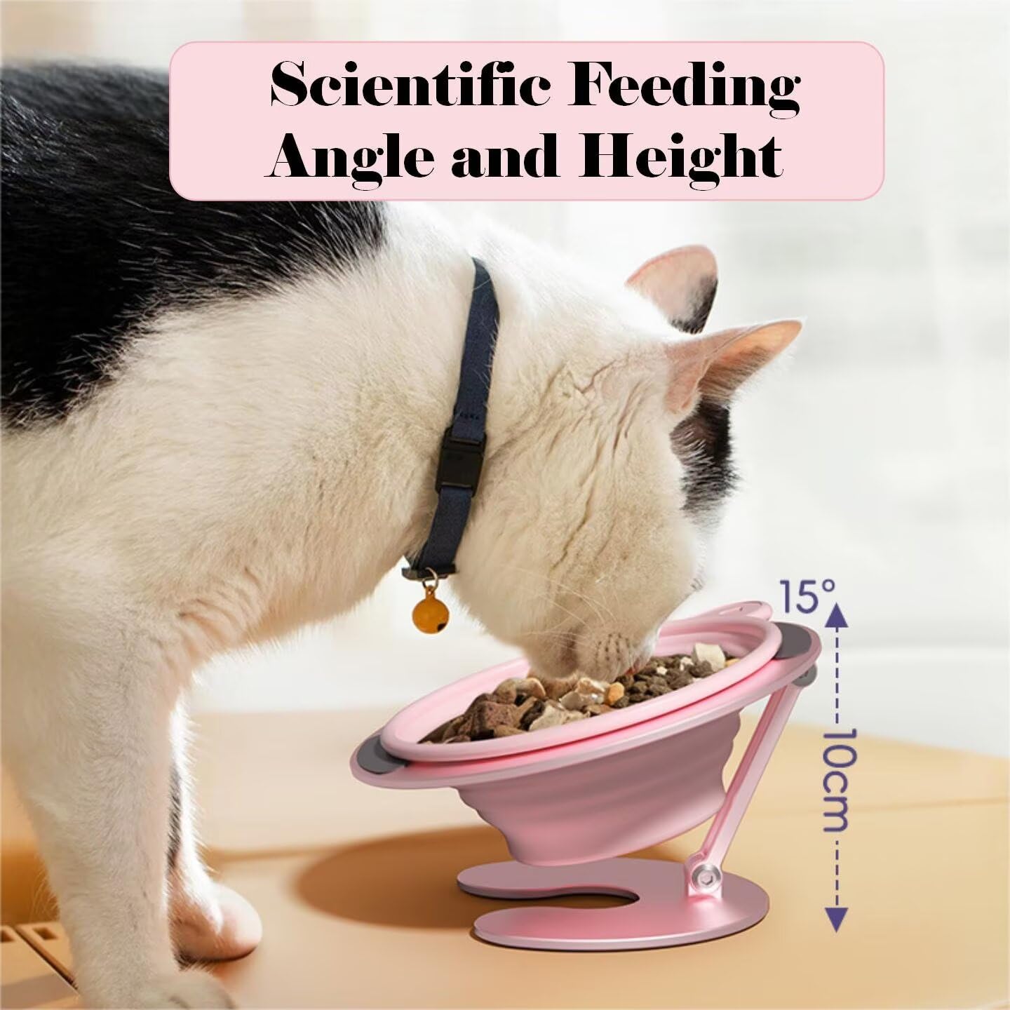 Gamelle surélevée pliable pour chat et chien, gamelle d'eau surélevée portable pour animaux domestiques, mangeoire inclinée réglable pour intérieur et extérieur, pour chats et chiens, gamelle