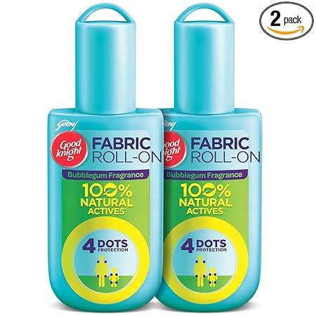 Good Knight Natural Mosquito Repellent Fabric Roll On - 8ml each, Pack of 2 (Fragrance - Bubblegum)