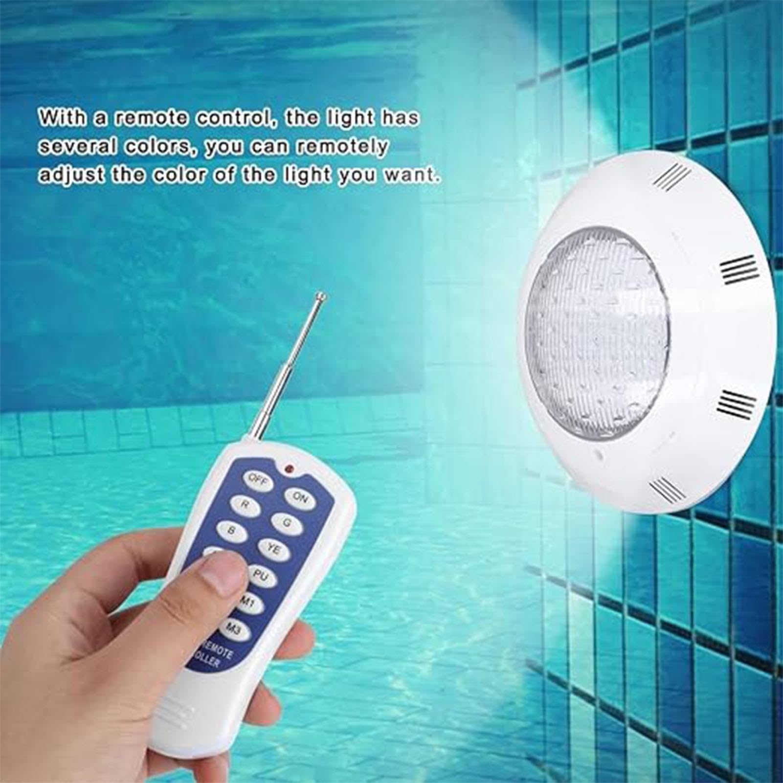 Faretto LED da Incasso per Piscina, Luce Subacquea LED RGB Multicolore 12V Impermeabile IP68 con Telecomando, Lampada Sommergibile per Laghetti, Illuminazione Piscine(RGB,15w)