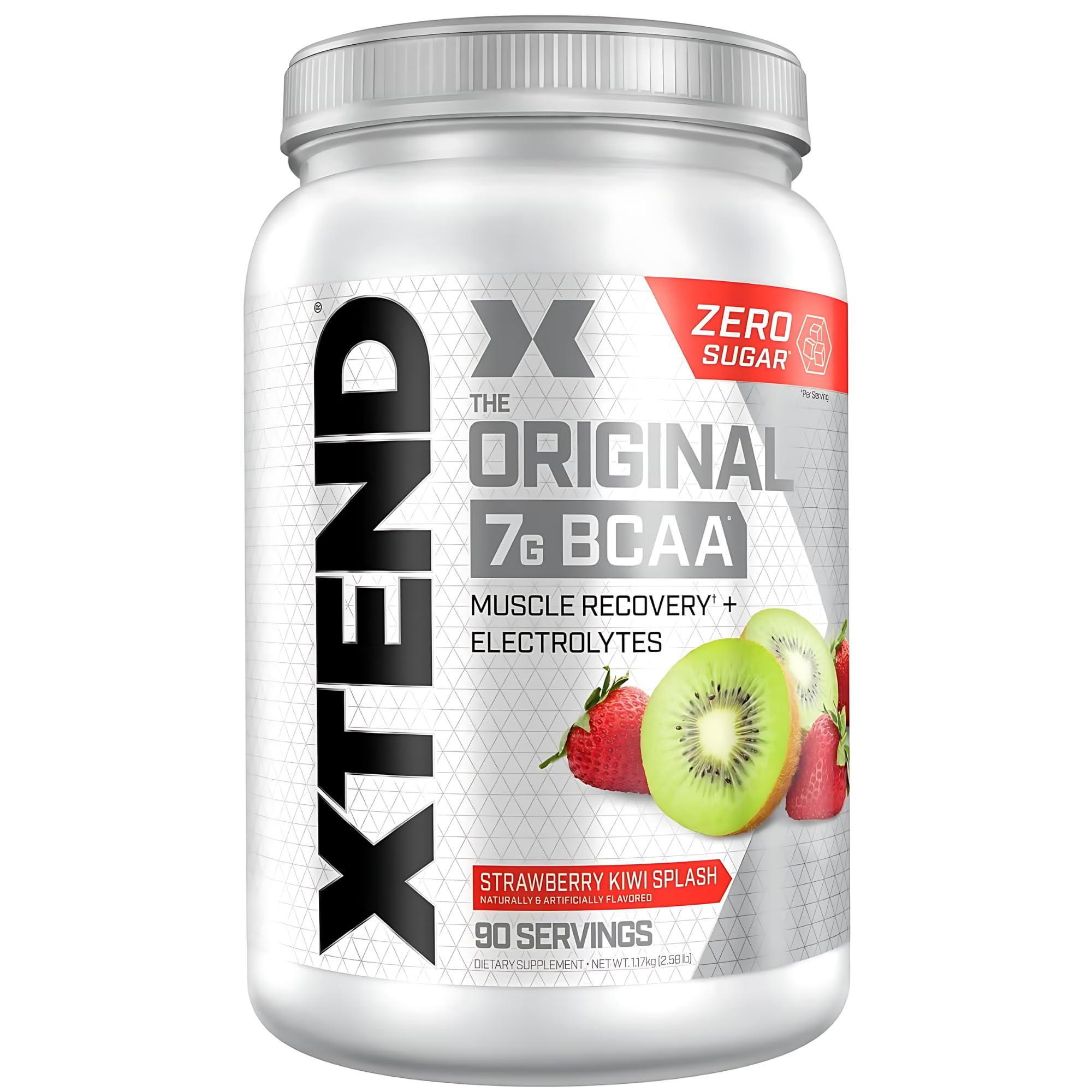 XTEND Original BCAA Powder Strawberry Kiwi Splash | ZERO CALORIE, ZERO CARB, ZERO SUGAR - Post Workout Muscle Recovery Drink with Amino Acids - 7g BCAAs for Men & Women | 90 Servings
