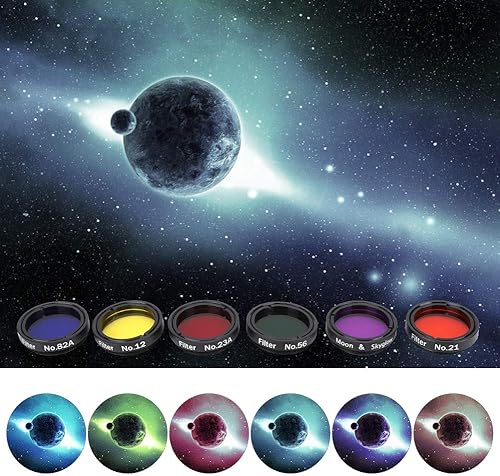 Miniatura 2 de Kit de filtro de telescopio colorido de 1.25 pulgadas, filtro de luna para telescopios con caja de almacenamiento para telescopios, oculares,