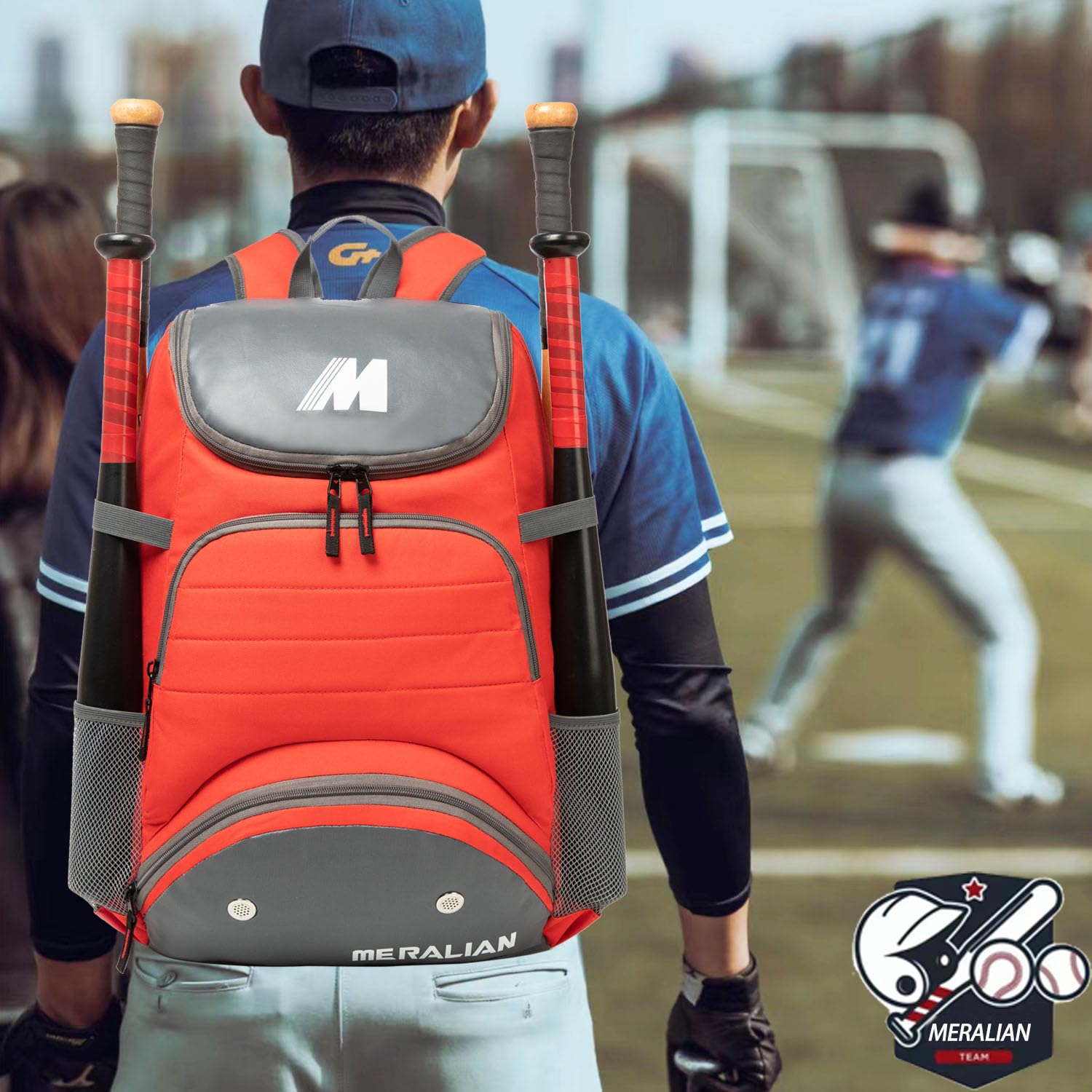 MERALIAN Sac à dos de baseball avec compartiment à