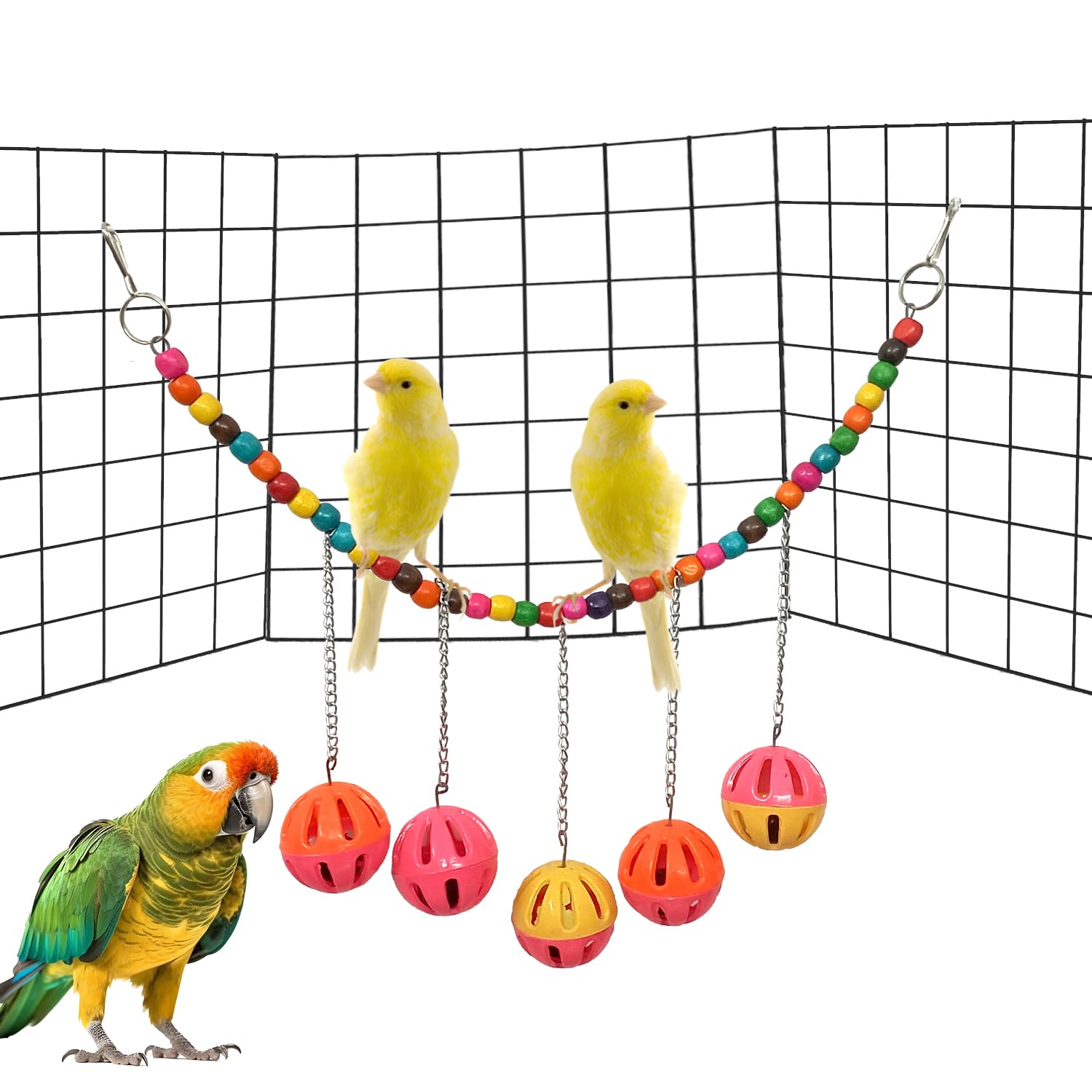 Minkissy 20 Stück Hohle Glockenkugeln – Papageien-Spielzeug Zum Aufhängen, Beißfest, Für Große Vögel, 4x4 Cm