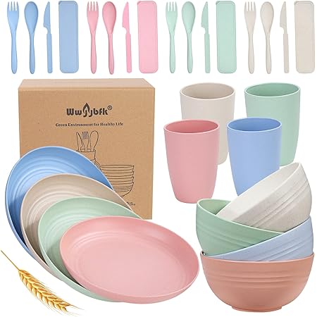 Packware Dish Set With Mesh Storage Bag – Plates, Bowls, Cups, Utensils For Camping & Hiking