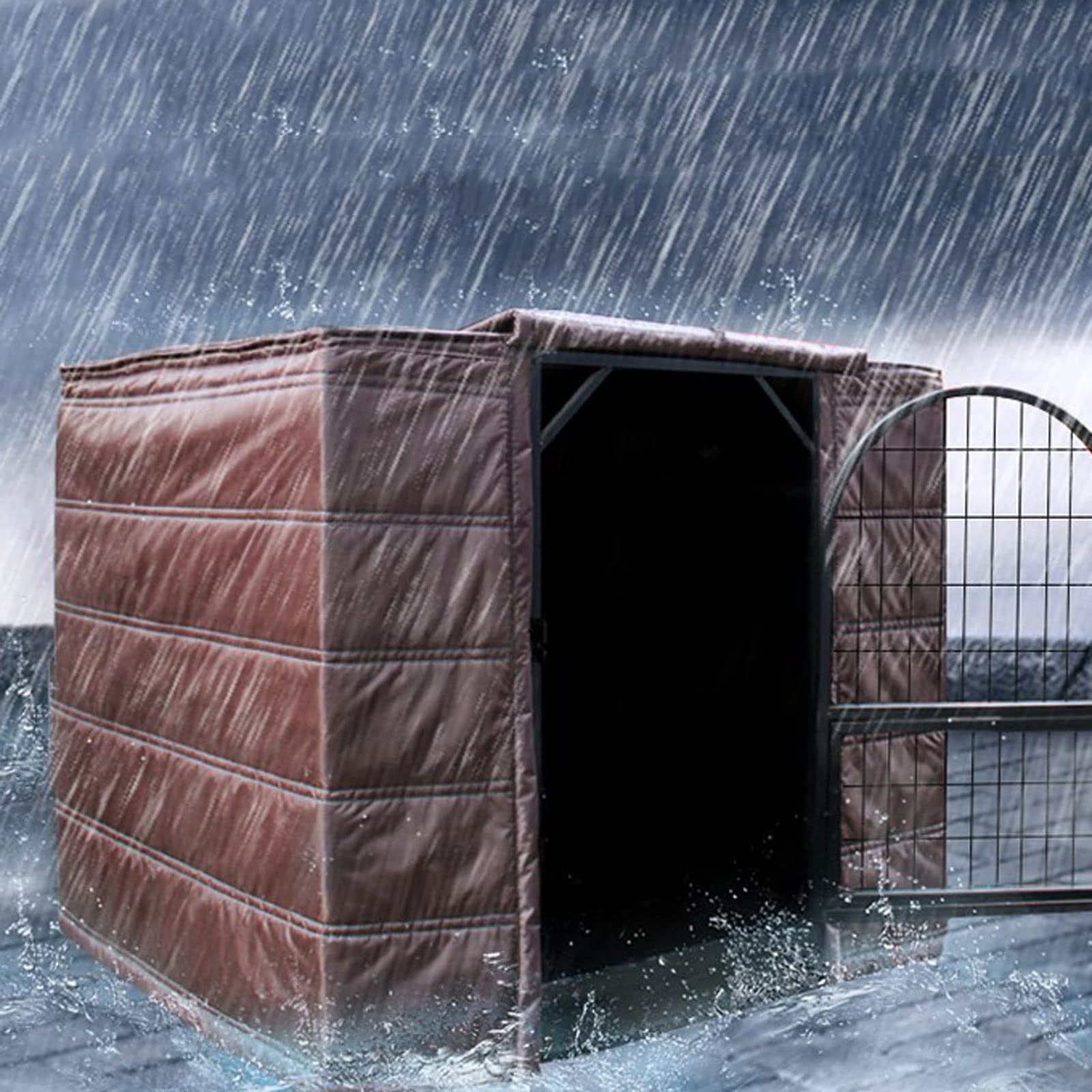 Heavy Duty Dog Crate Cover Insulated for Winter, Thicken Outdoor Cage Covers for Dog Kennel, Cat and Rabbit, Oxford Cloth+Cotton, Customizable (Color : Brown, Size : 60x46x51cm(24inch))