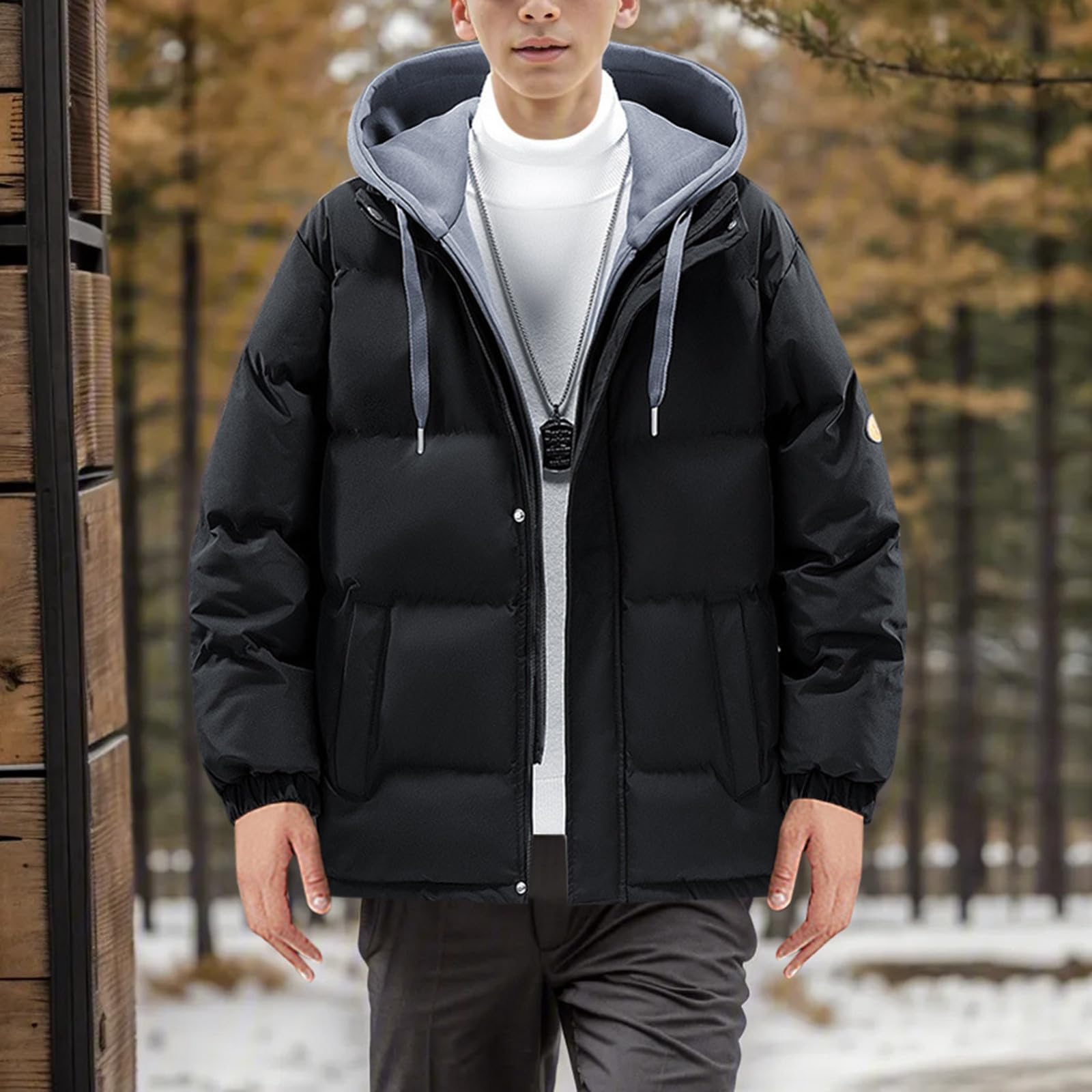 Giubbino Uomo Inverno, Giubbino Piumino Uomo Invernale Giacca Pile Imbottito Giacconi Invernali Parka da Sci Snowboard Trekking Calda Giubbotto Spesso Antivento Capotti Giacca 100 Grammi Uomo