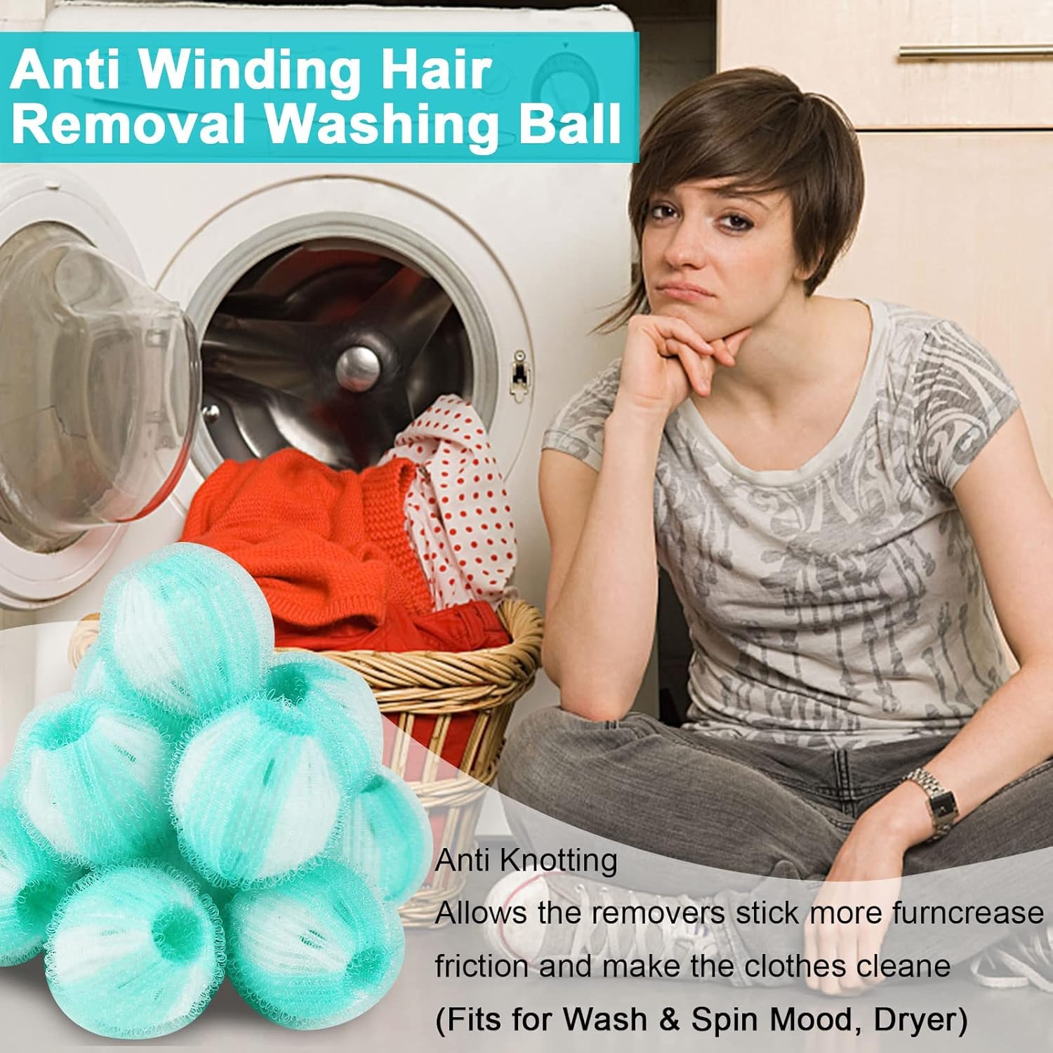 Pet Hair Remover and Laundry Ball Set, Reusable Dog Hair Remover for Laundry, Lint Catcher Laundry Ball in Washing Machine, Pet Hair Catcher for Clothes, Bedding, 8 PCS, Blue