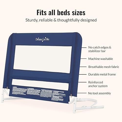 Miniatura 5 de Dream On Me, Barandilla de seguridad de tela de lino 3D y malla, azul marino.