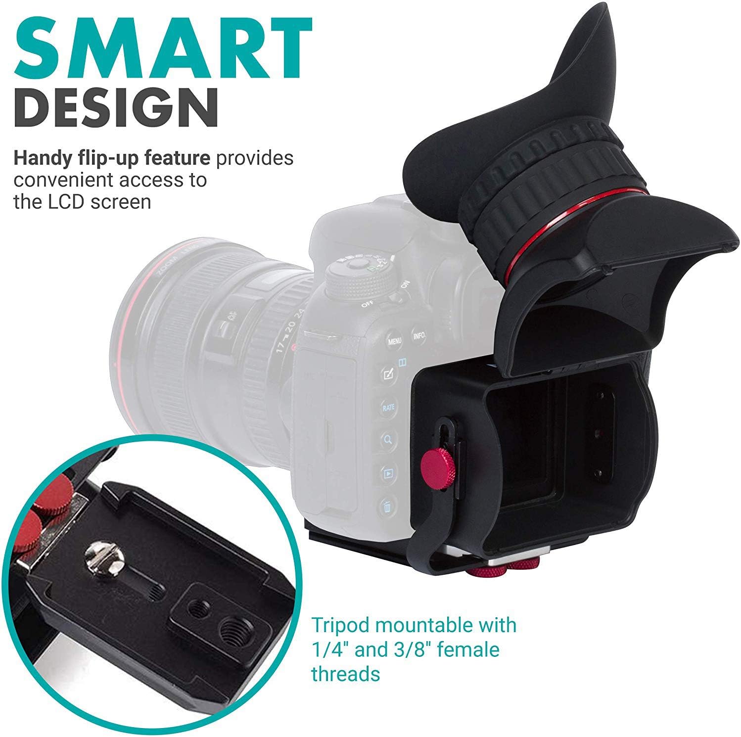 Best Quality 🔥 Movo/Sevenoak Universal 3X Magnifying LCD Viewfinder with Flip-Up Eyepiece and Adjustable Diopter - for 3-3.2 Screens - DSLR Viewfinder Compatible with Canon EOS, Nikon, Sony Alpha, Olympus, Pentax