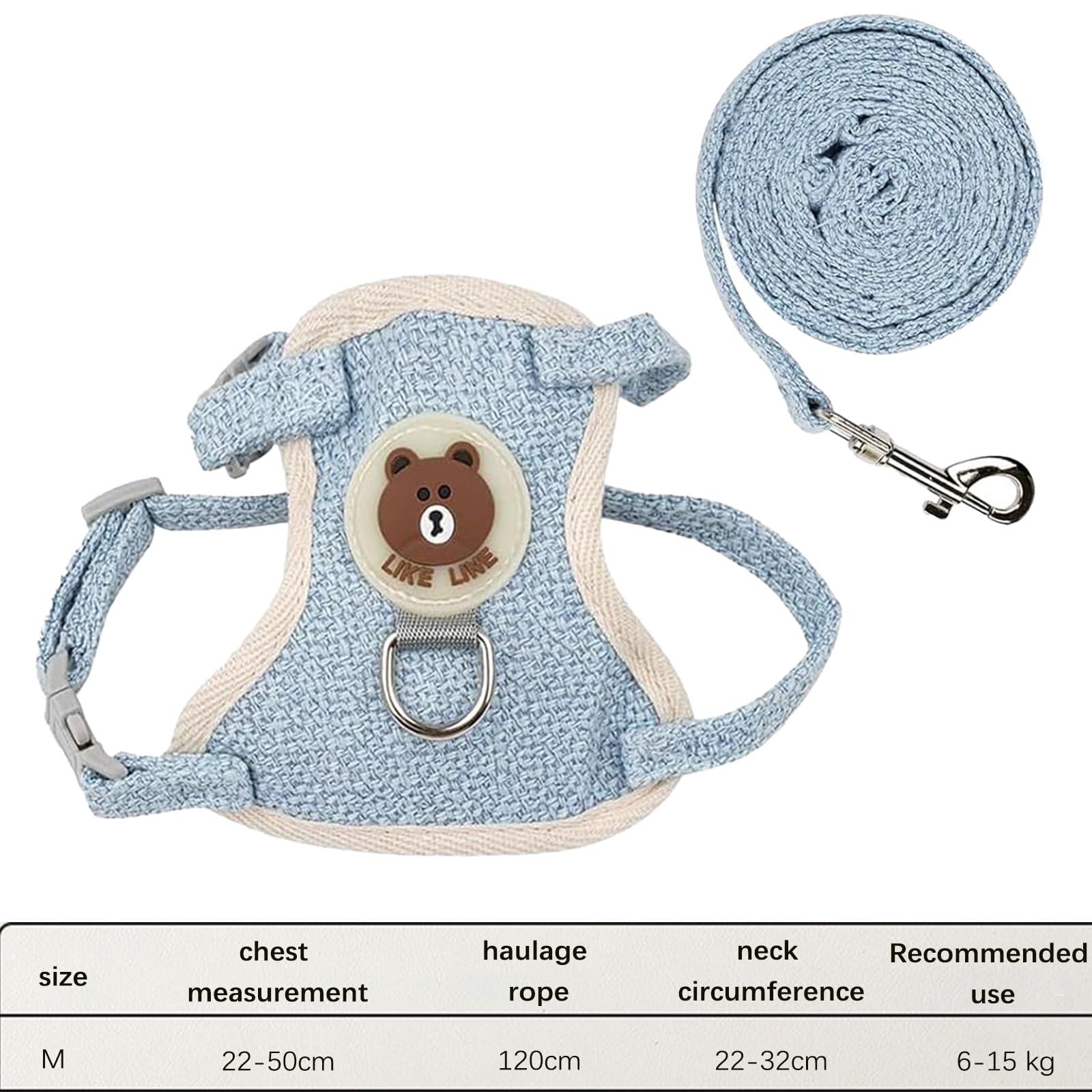 Kaninchen Leine, Meerschweinchen Leine Hasenleine Zwergkaninchen Kaninchen Zubehör Verstellbare Hasenleine, Blau (M)