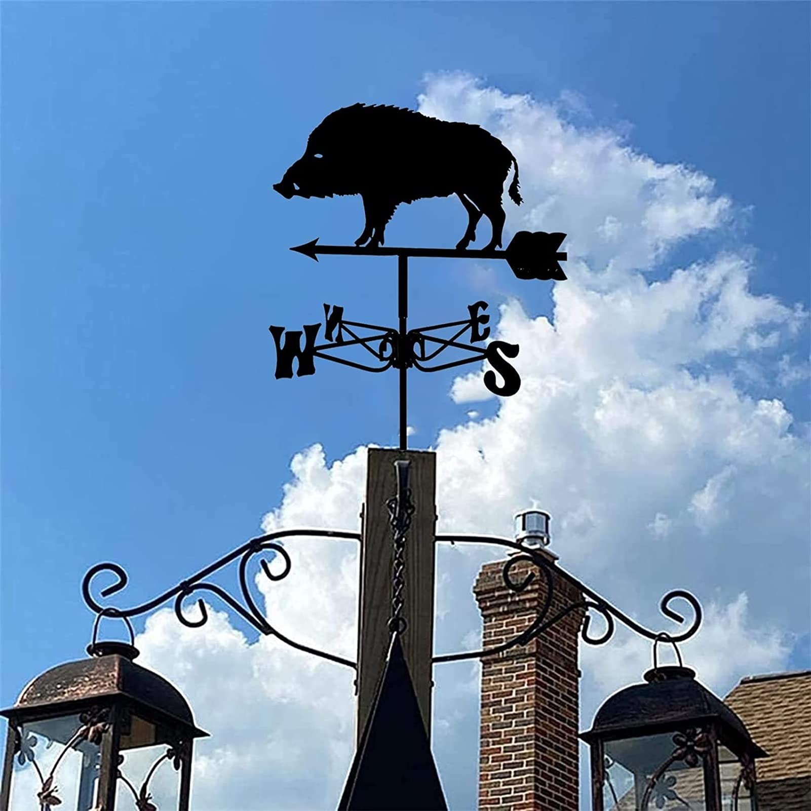 Girouette Animale rétro Durable en Acier Inoxydable en Forme de Sanglier Indicateur de Direction du Vent Outil de Mesure de la Maison - Cadeau pour Le Jardin et l'extérieur
