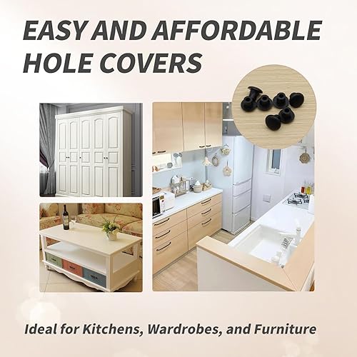 Miniatura 2 de 500 Piezas Tapones de Plástico para Agujeros Tapones Redondos de Botón para Gabinete Alacena Estantes 3/16 Pulgadas Tapas de Tornillo Blancas Negro