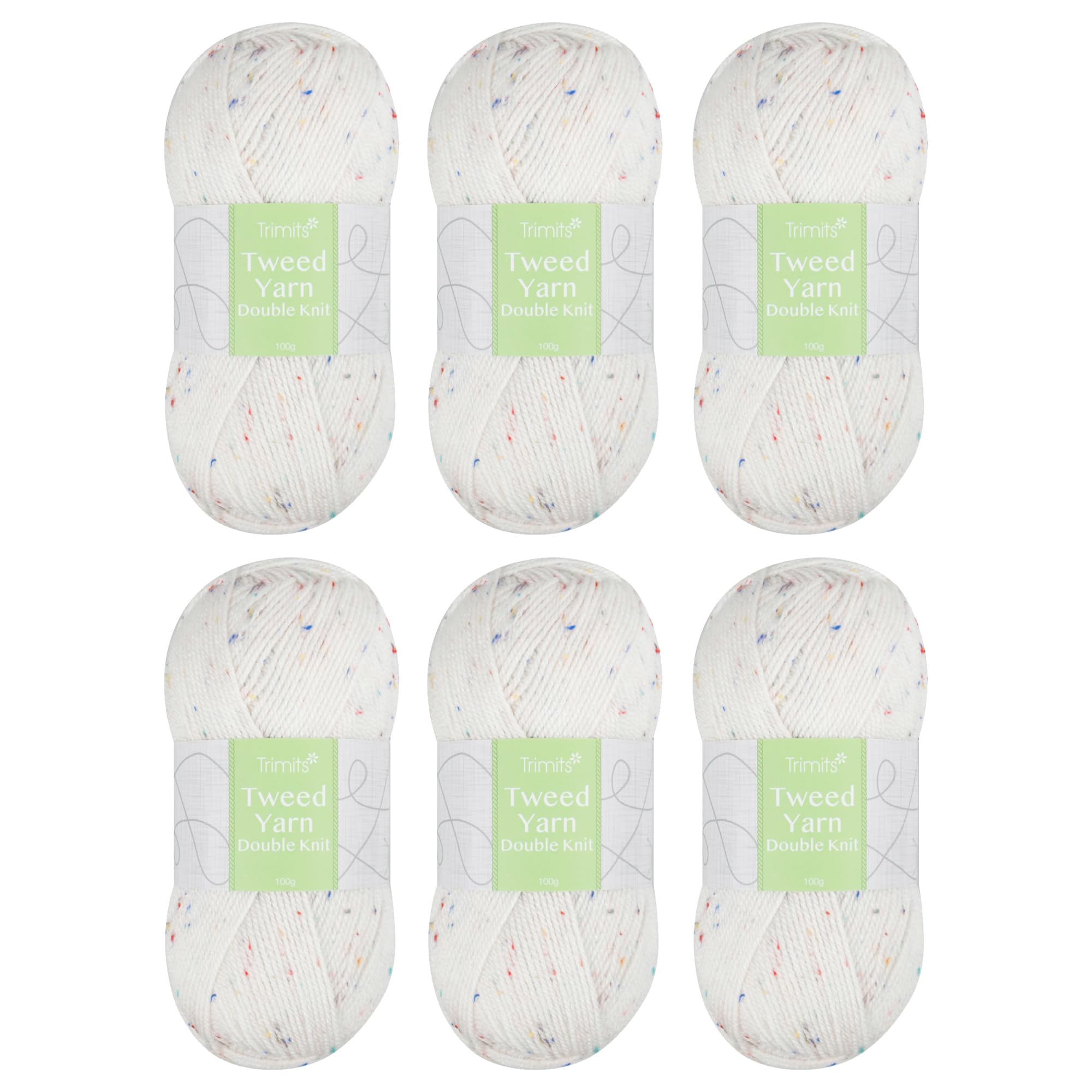 Trimits Tweed Double Knit Acrylic Yarn Wool for Knitting and Crochet - 6 x 100g (280 metres) - Soft Touch Easy Care Machine Washable DK Yarn, Oeko-TEX Certified Acrylic Viscose Blend, Multicolour โ image 1