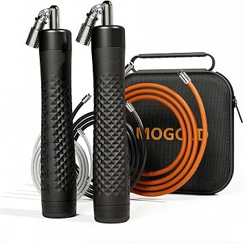 Weighted Jump Rope Set - 1/4LB & 1/2LB Heavy Speed Rope with Quick-Release Handles, 3 PVC Cables 9.8FT, Anti-Slip Grip for Boxing, Cross Training & Home Workout, Includes Carry Case
