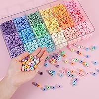 Vista 2 de Juego de 2600 cuentas de poni, juego de cuentas Kandi arcoíris de 18 colores, kit de fabricación de joyas de plástico mate multicolor