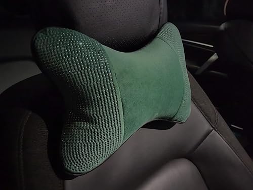 Miniatura 4 de yuhuru Almohadas para el cuello del automóvil, 2 piezas, con cristales brillantes, para la mayoría de los automóviles, de terciopelo, no rellenas en