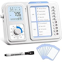 3-in-1 Visual Timer &amp; ADHD Tool for Kids|Adults, Task Timer with Chore Chart Board, Visual Schedule for Kids with Autism, Daily Checklist for Home, School, Classroom, Desk