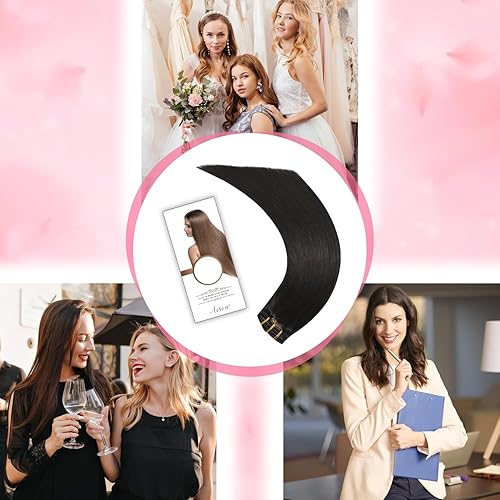 Miniatura 9 de Aison Extensiones de cabello humano real con pinzas, 2.47 oz, color marrón oscuro, 100% Remy, extensiones de cabello humano con pinzas, suaves y