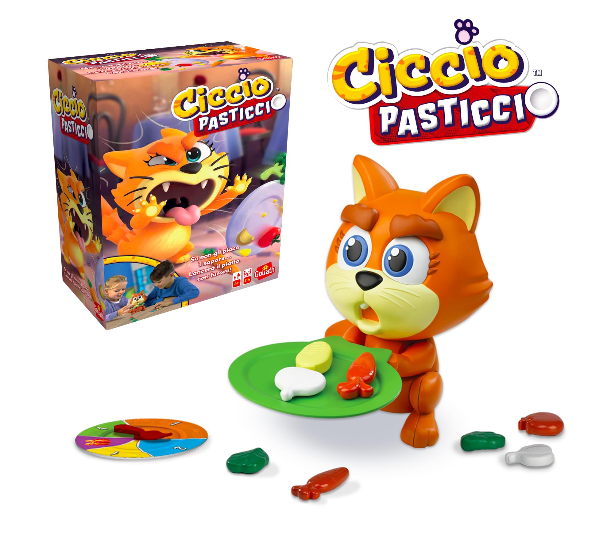 GOLIATH Ciccio Pasticcio, Gioco da Tavolo per Bambini e Bambine, dai quattro anni in su, Gioco d'Azione con Gatto, Stimola i Riflessi, Wielokolorowy, 926351.006