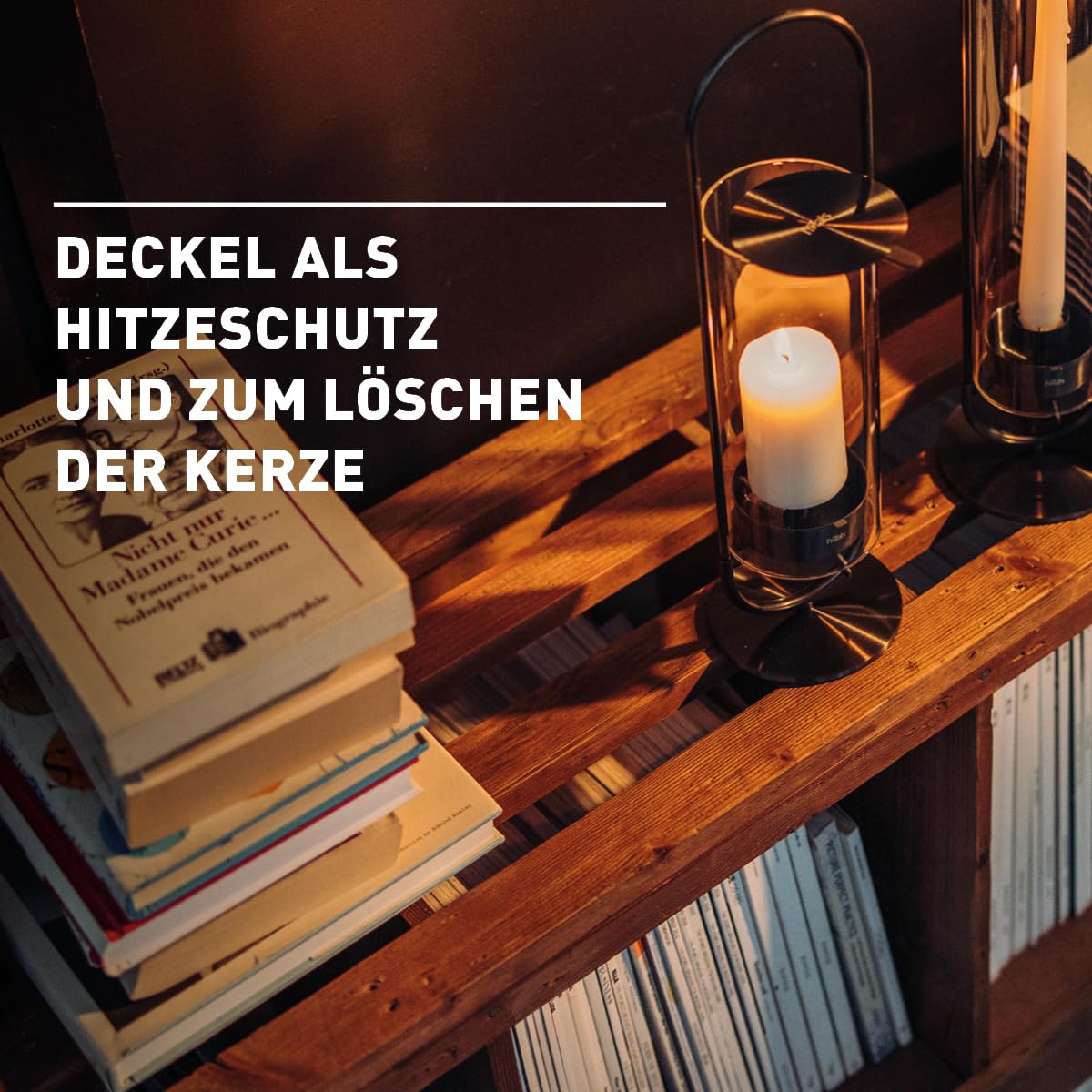 höfats - OVAL Candle 35 schwarz - Windlicht zum Aufstellen oder Hängen - Kerzenständer aus Edelstahl und Glas - Kerzenhalter für Stumpenkerzen bis 10 cm - leichte Reinigung - Höhe 35 cm