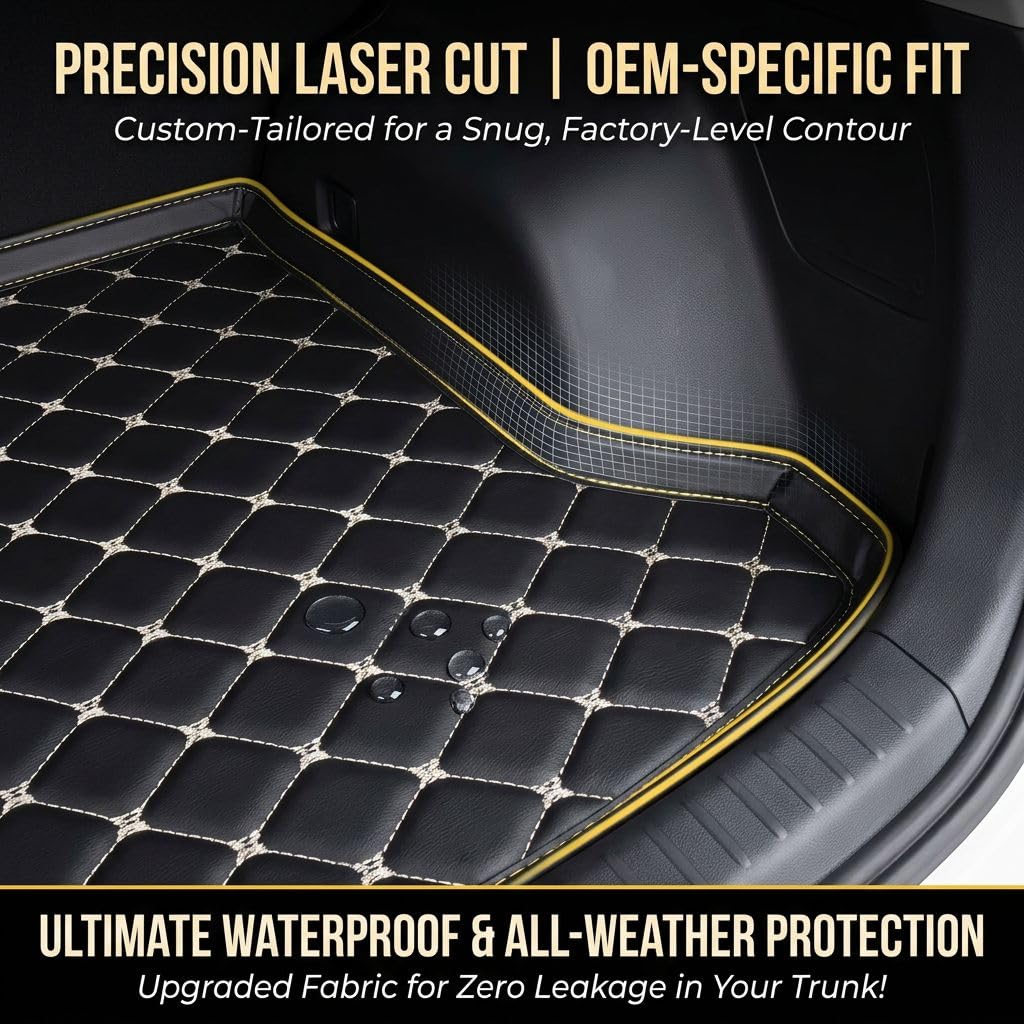 Vasca Baule per Opel Frontera C 2025 Tappeto Bagagliaio Protezione 3D con Bordo Rialzato Materiale TPE Inodore per Ogni Stagione Nero,Black Background with Black Lines