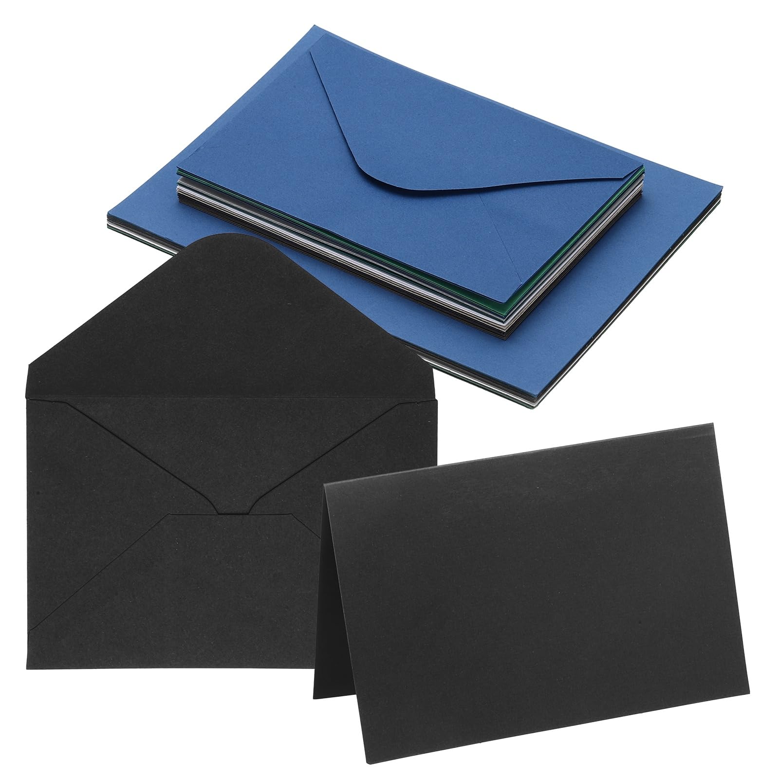 PATIKIL 10x5cm Blank Greeting Card and Envelope, 20Sets Half Fold Note Cards and Envelopes Folded Right Angles Cardstock Greeting Card for DIY Wedding Birthday Party Invitations, 10 Colors
