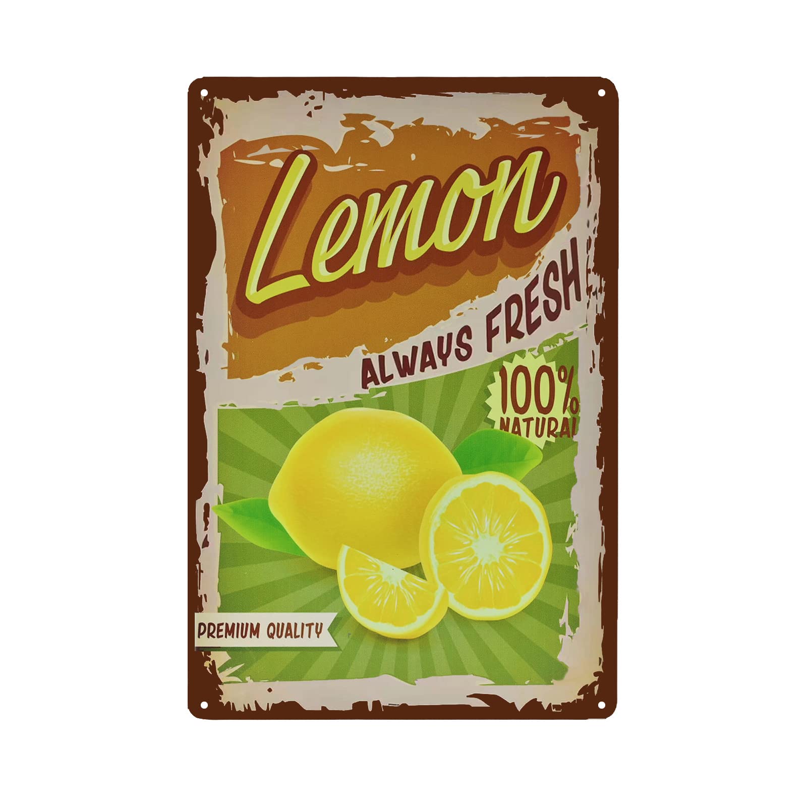SMAZDFXX Vintage Lemon Tin Sign - Fruit Metal Sign - Retro Decorative Sign Wall Decor Home Decor 12"x16"