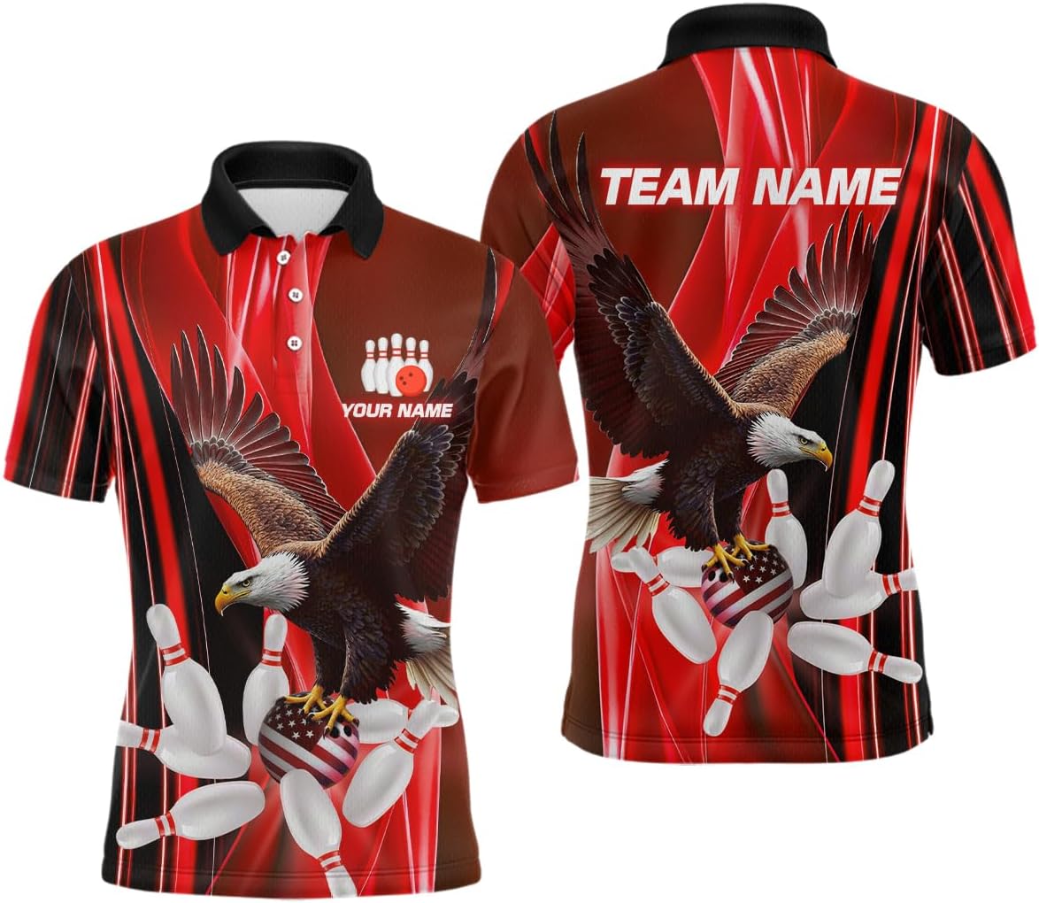 Flying Eagle Bowling Shirt for Men and Women Custom Team Bowling Jerseys Bowling Polo Shirts & Bowling 1/4 Zip Shirts