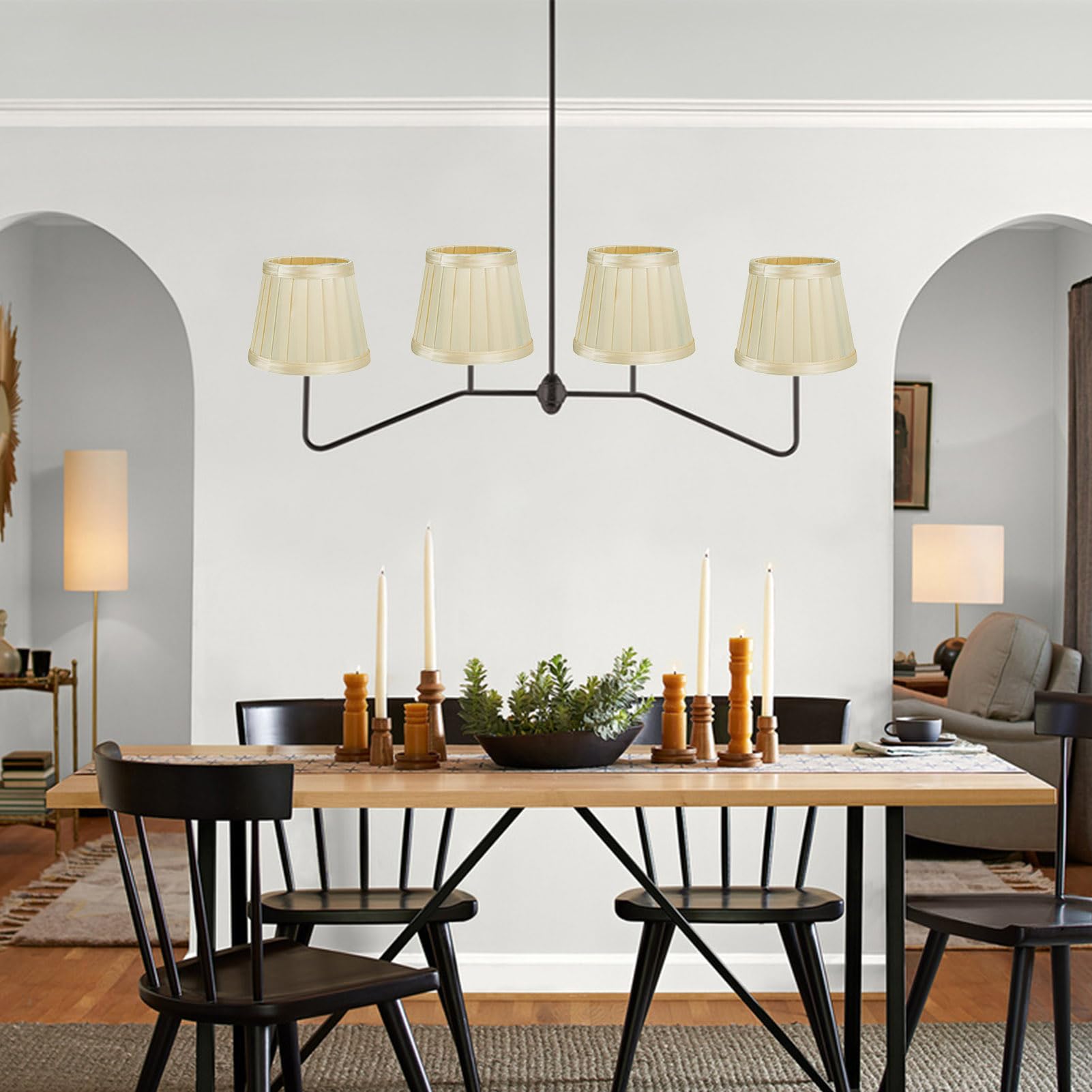 abat jour petite taille, Abats-jour de Lampe en Tissu,petit abat jour pour lustre, Lot de 6 Petit Abat-Jour à Clipser pour Applique de Bougeoir Lustre de Chandelier, 8,5x12x11cm