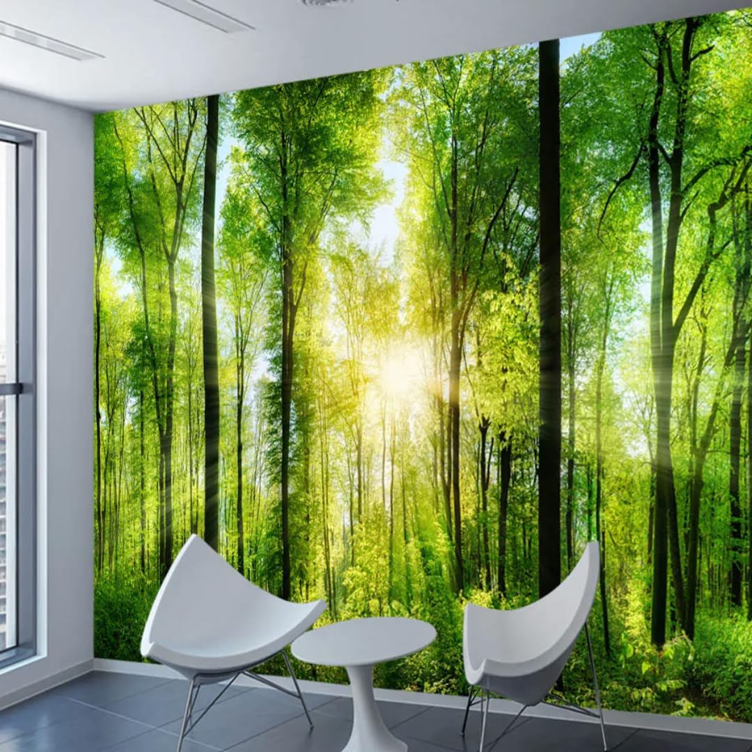 XINRUYI 3D Mural Wallpaper Sunrise Greenery Wallcovering Art Sticker Bedroom Living Room Decoration