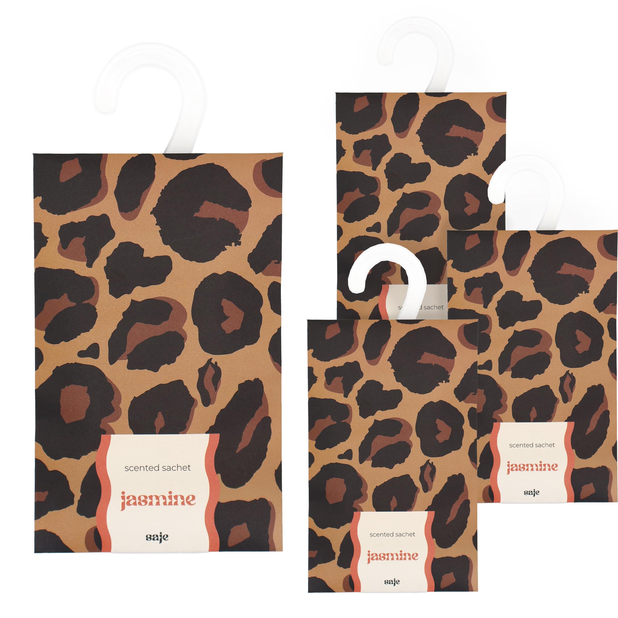 Scented Hanging Sachet - Set of 4 Jasmine - Leopard Print Design