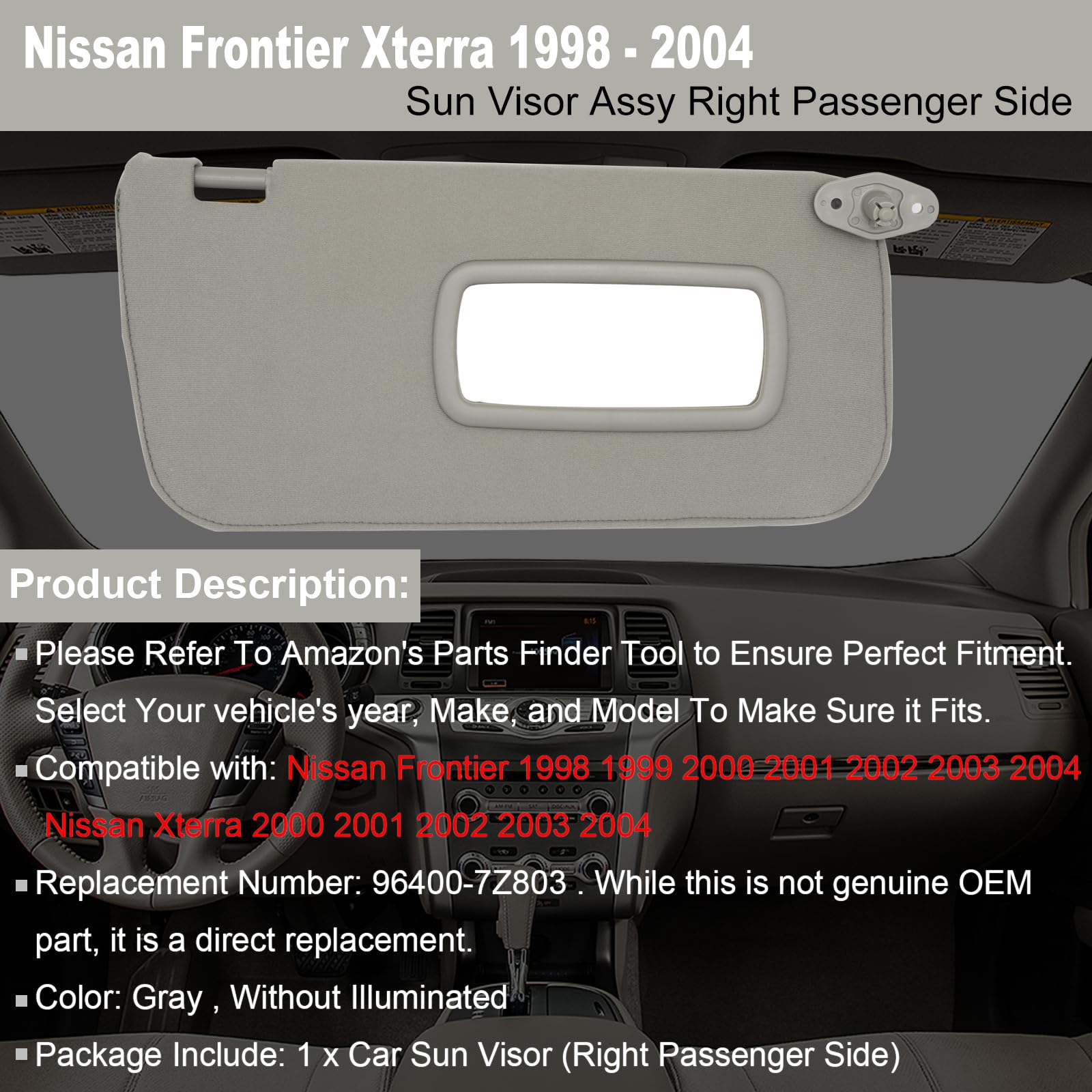 Amazon.com: NHILES Passenger Right Side Sun Visor Replacement Fits