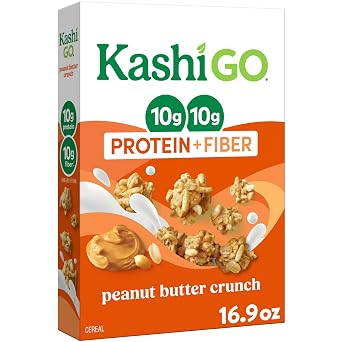 Kashi GO Protein Cereal, 10g Protein, 10g Fiber, Peanut Butter Crunch, 16.9oz Box 1 Box