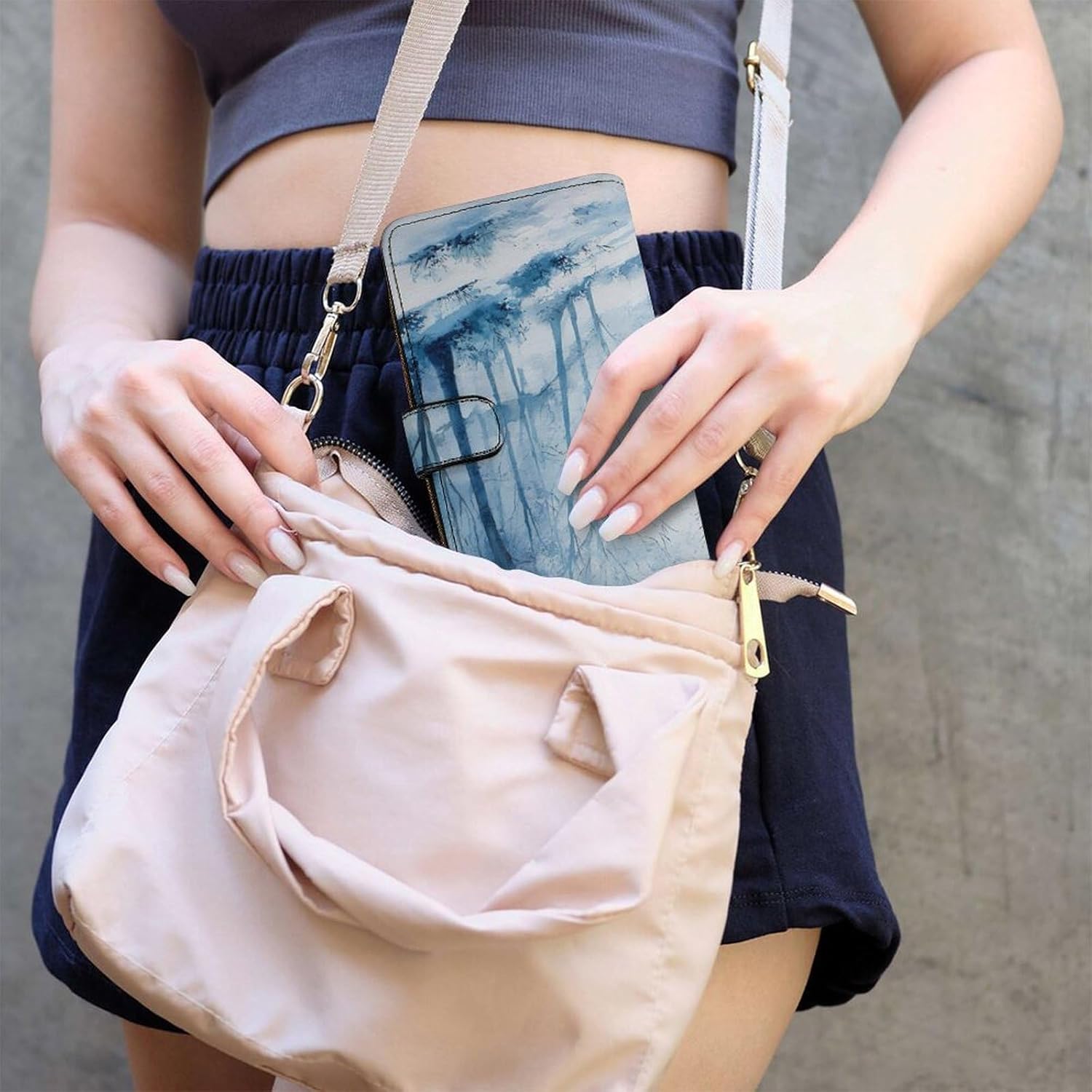 Watercolor Snowy Forests Scene Womens Wallet for Men Slim Purse Clutch Handbag with Card Holder