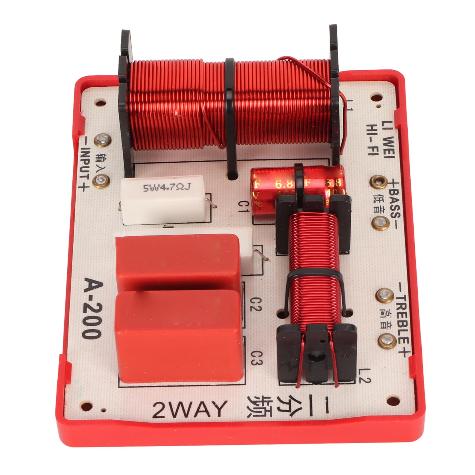 2 Way Audio Speaker Crossover, Music 180W High Power Convenient Treble Bass Frequency Divider for DIY Speaker