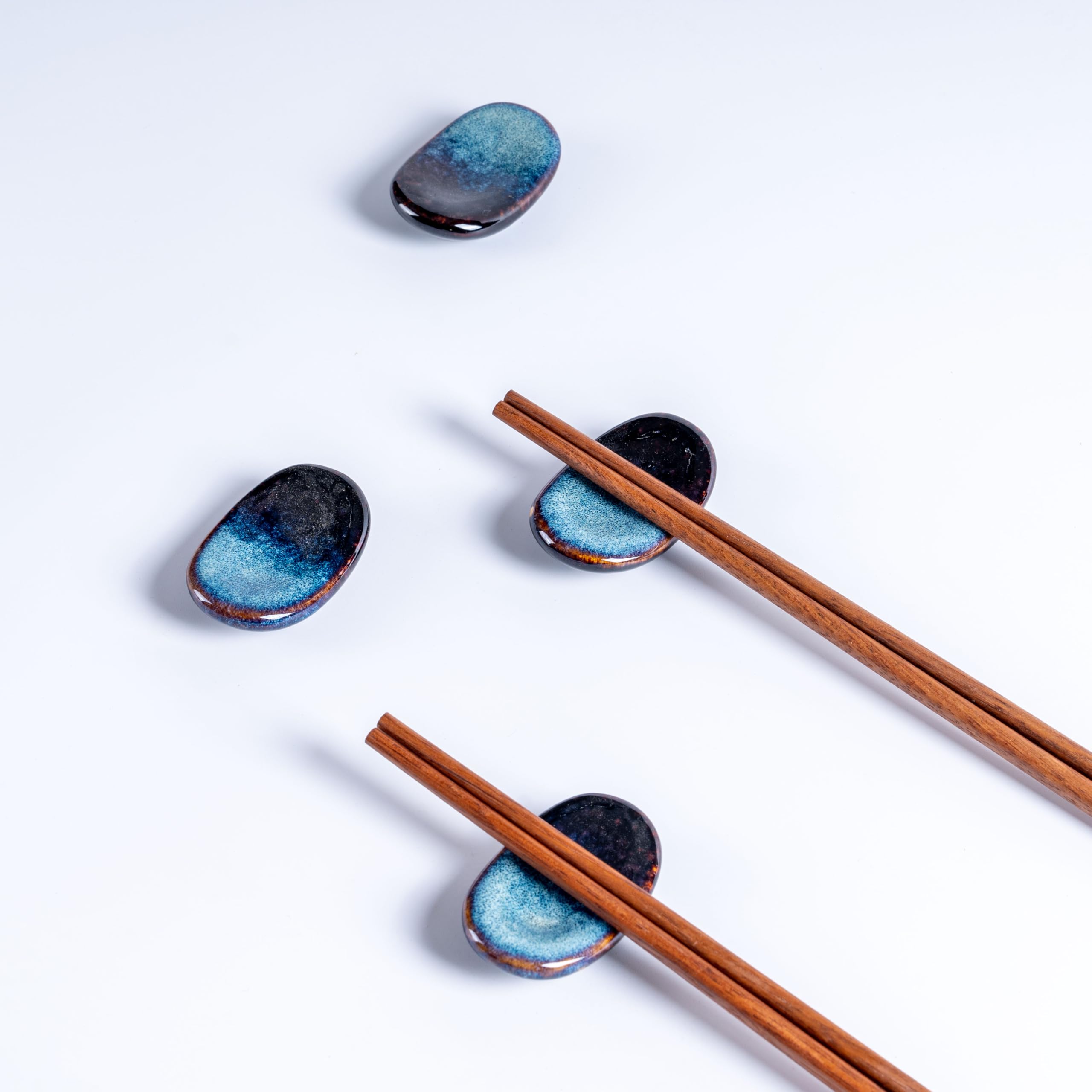 Supports De Baguettes En Céramique Lot De 8 - Bleu étoilé, Pour Couverts, Décoration De Table Style Japonais