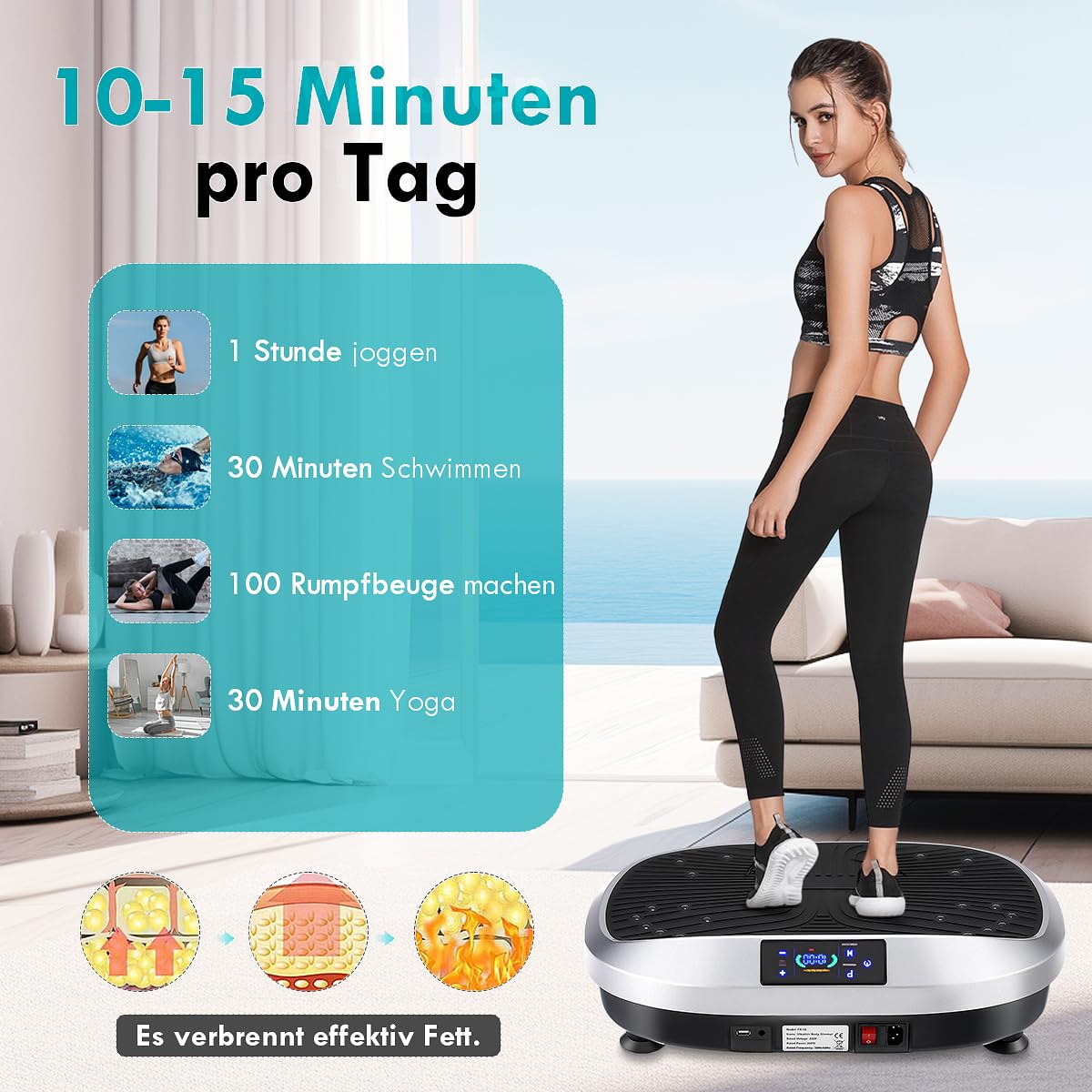 Vibrationsplatte 4D – Rüttelplatte Für Zuhause – 120 Intensitätsstufen, 6 Programme – Inkl. Fernbedienung & Bluetooth-Lautsprecher – Muskelaufbau & Fettabbau Vibrationsplatte 4D – Rüttelplatte Für Zuhause – 120 Intensitätsstufen, 6 Programme – Inkl. Fernbedienung & Bluetooth-Lautsprecher – Muskelaufbau & Fettabbau