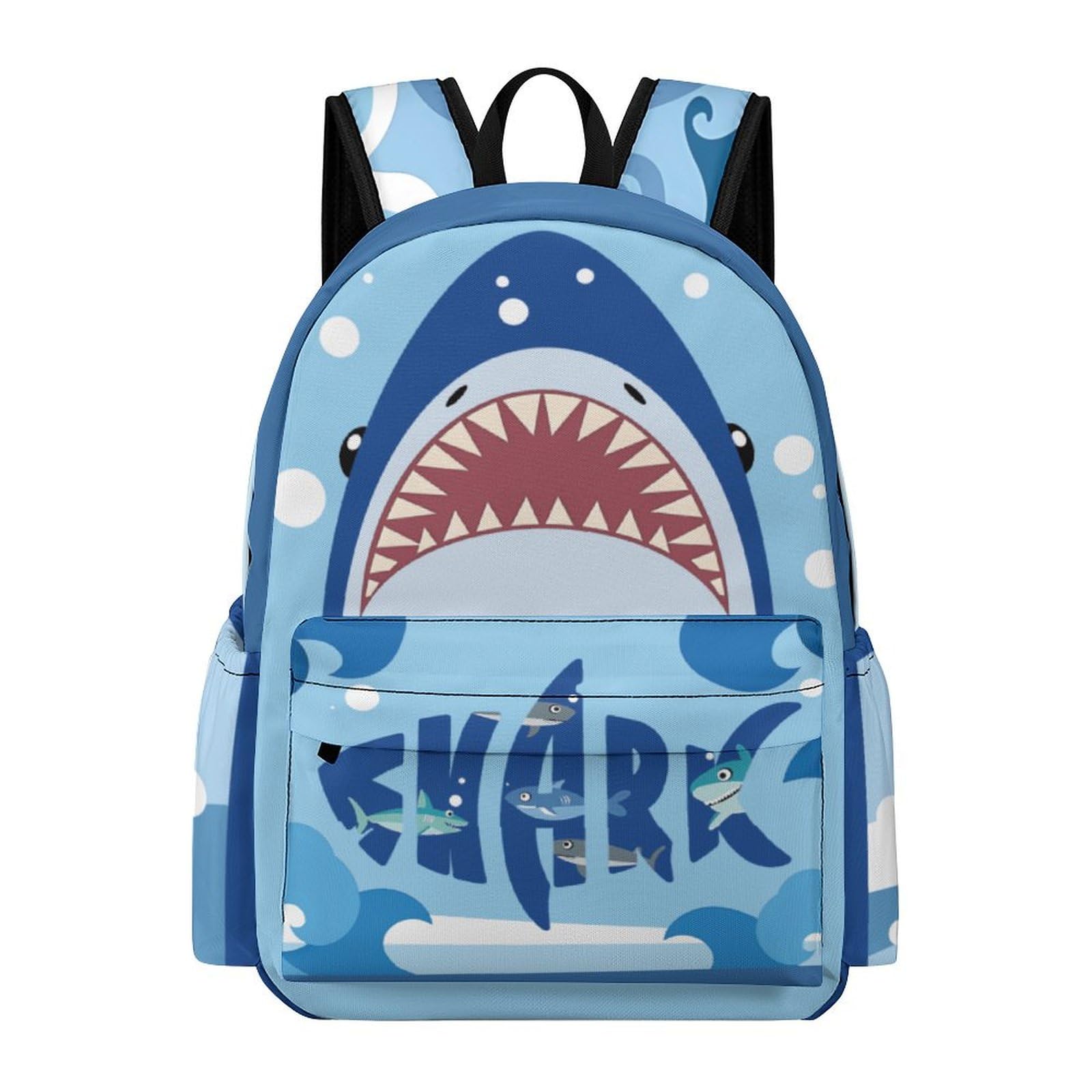 VIVIDSATCH Shark Cartoon Toddler Backpack, 16.5 Inch, Unisex, Shark, 3 Compartments, 4 Pockets, Cotton/Polyester Blend, Zipper Closure, 11.8 x 5.9 x