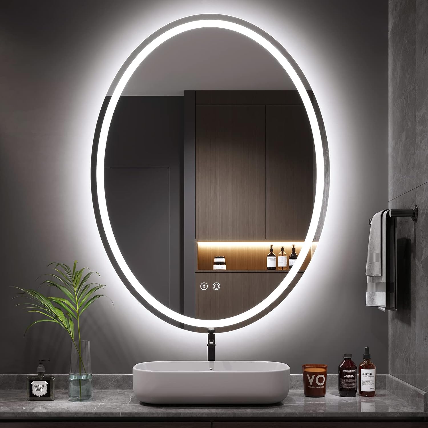 Dripex 600×800mm Oval LED Bathroom Mirror with Light, Illuminated
